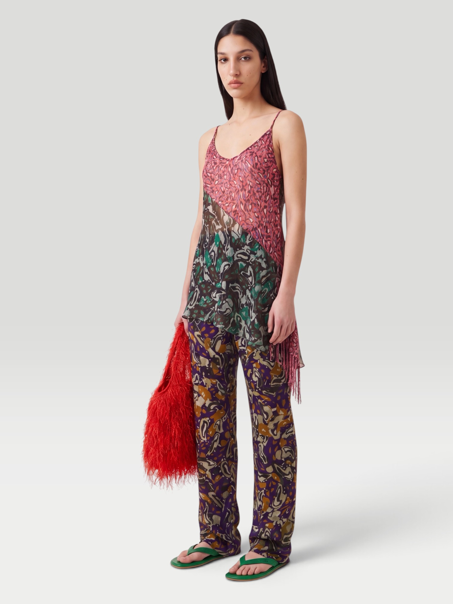 Dries Van Noten Crisanna Silk Asymmetric Camisole in fuchsia. Styled by Sharon Lombardo for FDV Concierge.