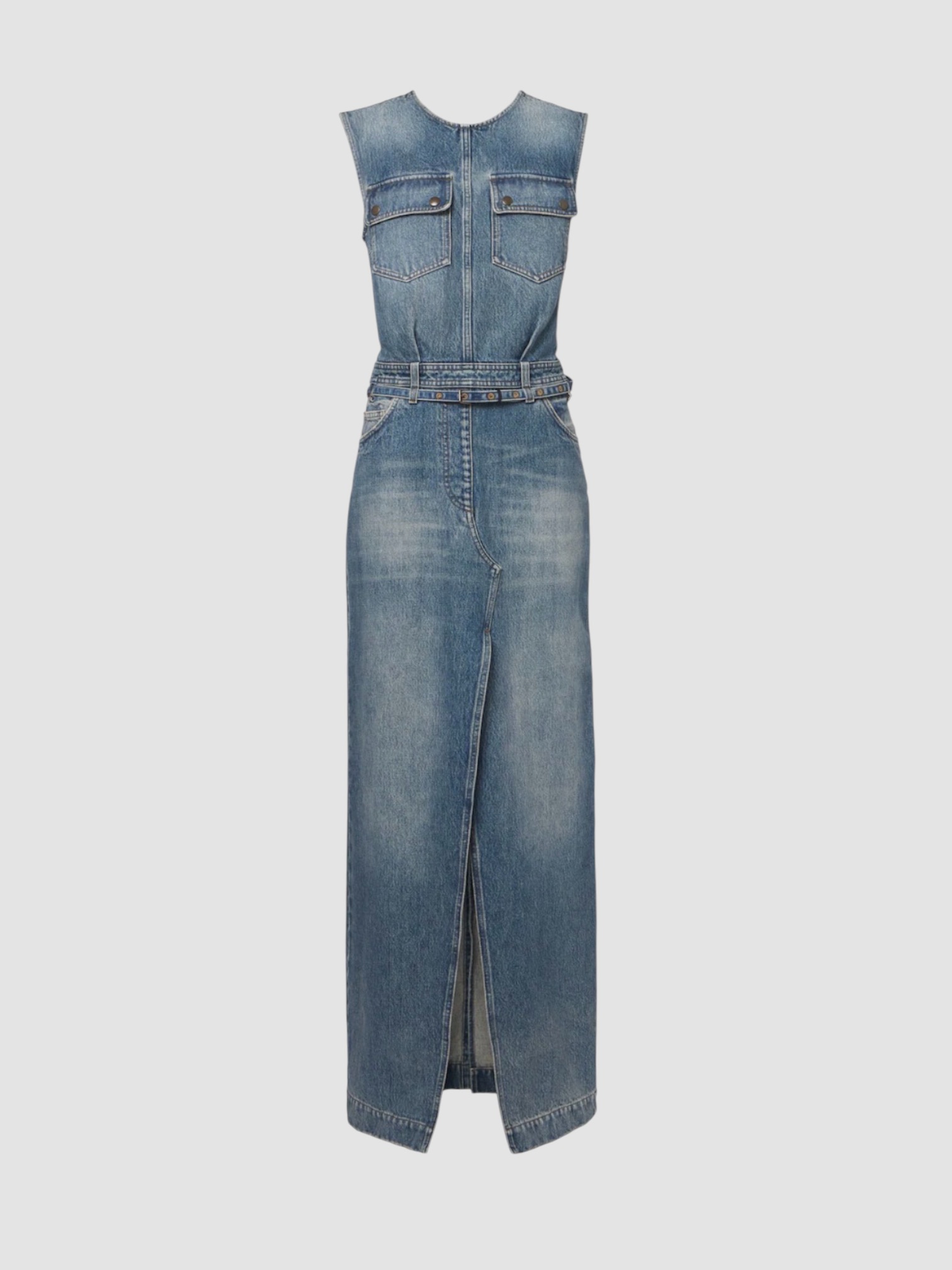 Dries Van Noten Denim Faded Maxi Dress in blue.