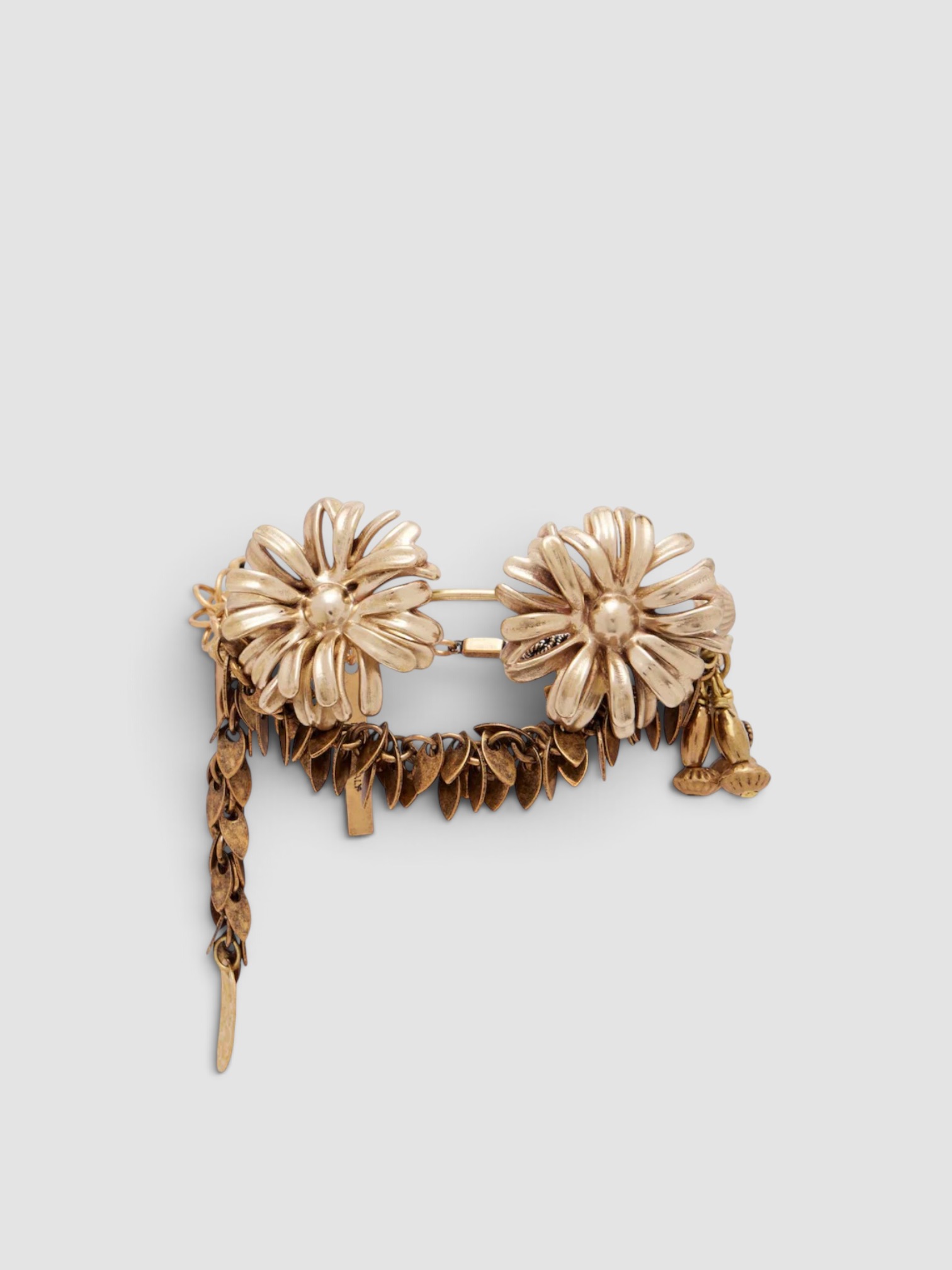 Dries Van Noten Floral Embellished Bracelet in gold.