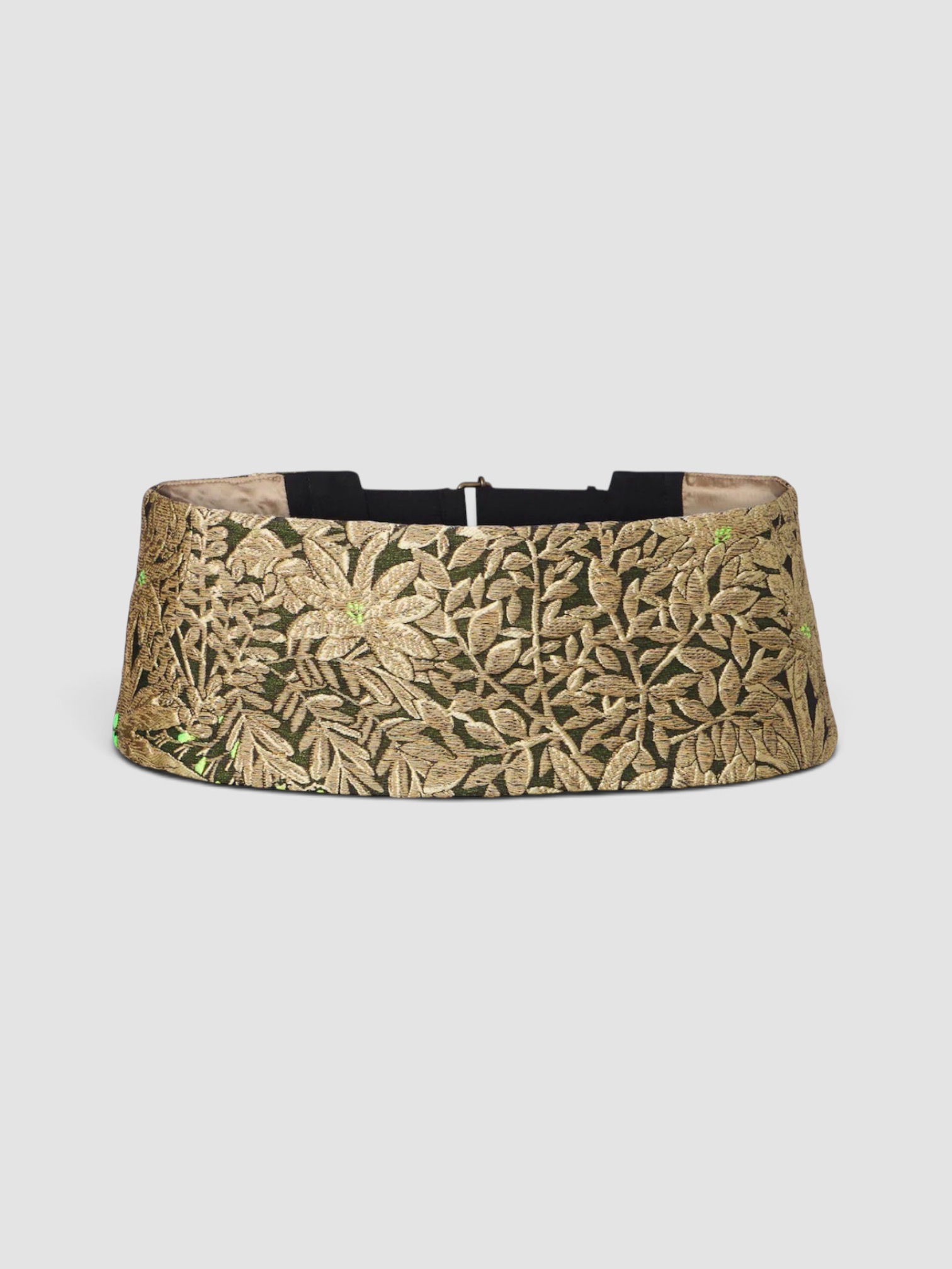 Dries Van Noten Floral Jacquard Belt in gold.