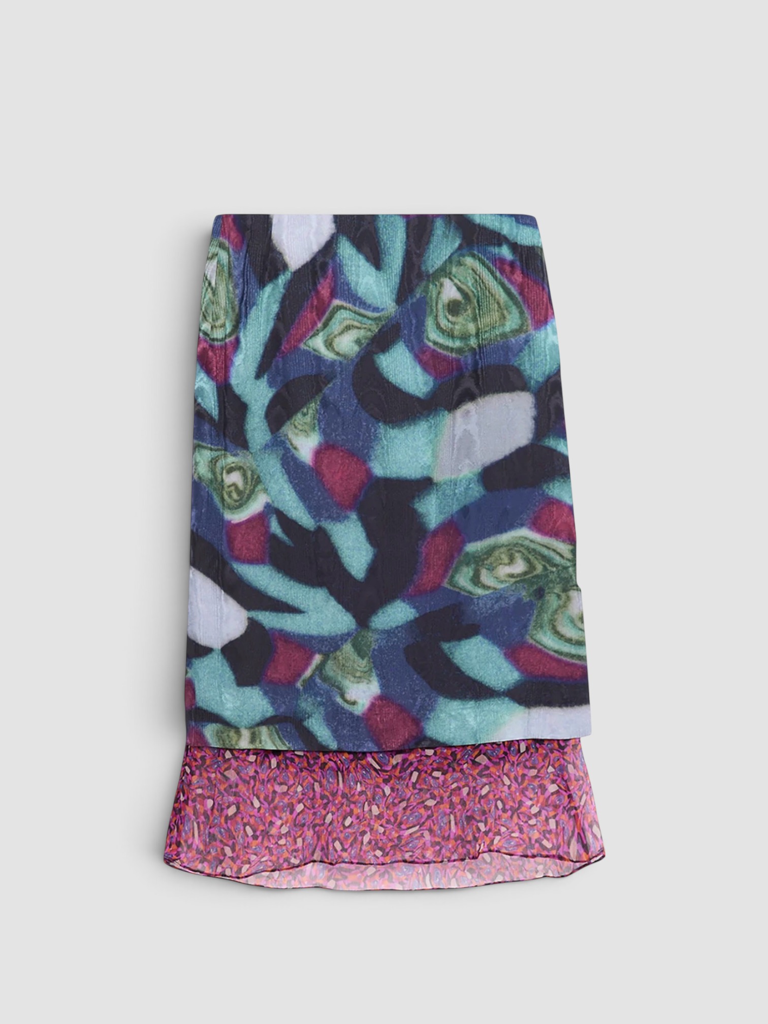 Dries Van Noten Layered Moire Midi Skirt in petrol. Styled by Sharon Lombardo for FDV Concierge.