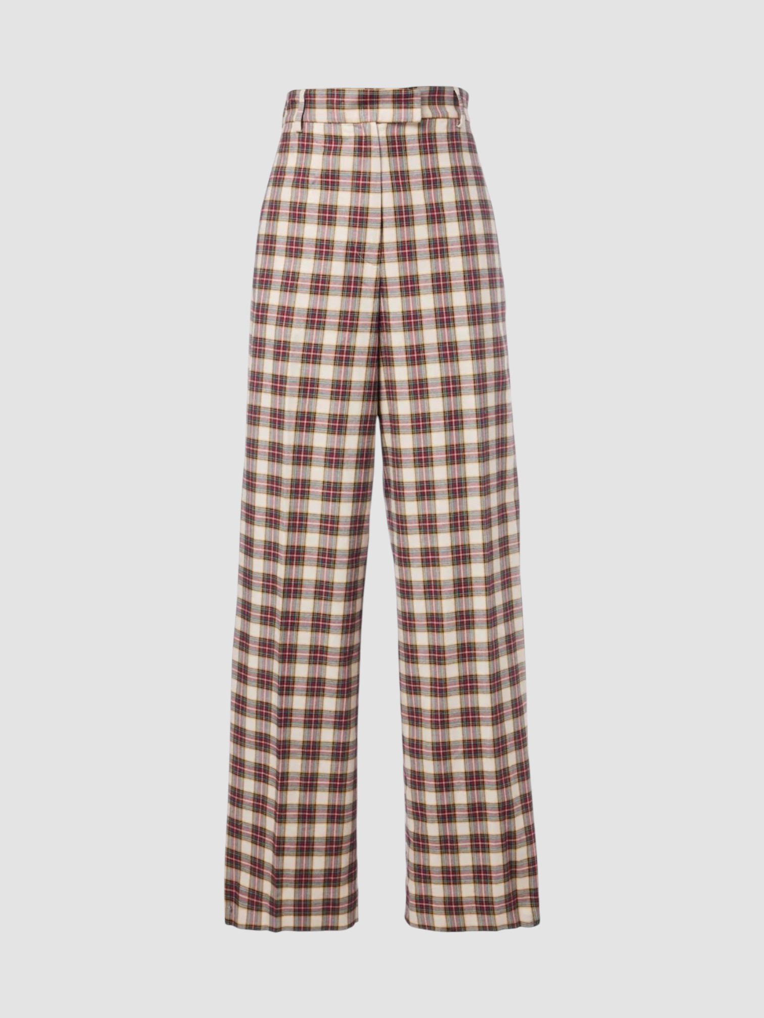 Dries Van Noten Plaid Cotton Wide-Leg Pants in ecru. Styled by Sharon Lombardo for FDV Concierge.