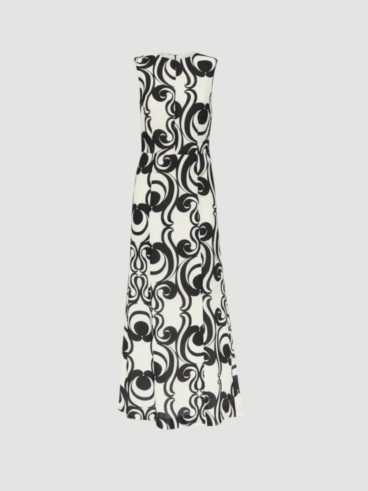 Dries Van Noten Printed Crepe Maxi Dress in black/cream. Styled by Sharon Lombardo for FDV Concierge.