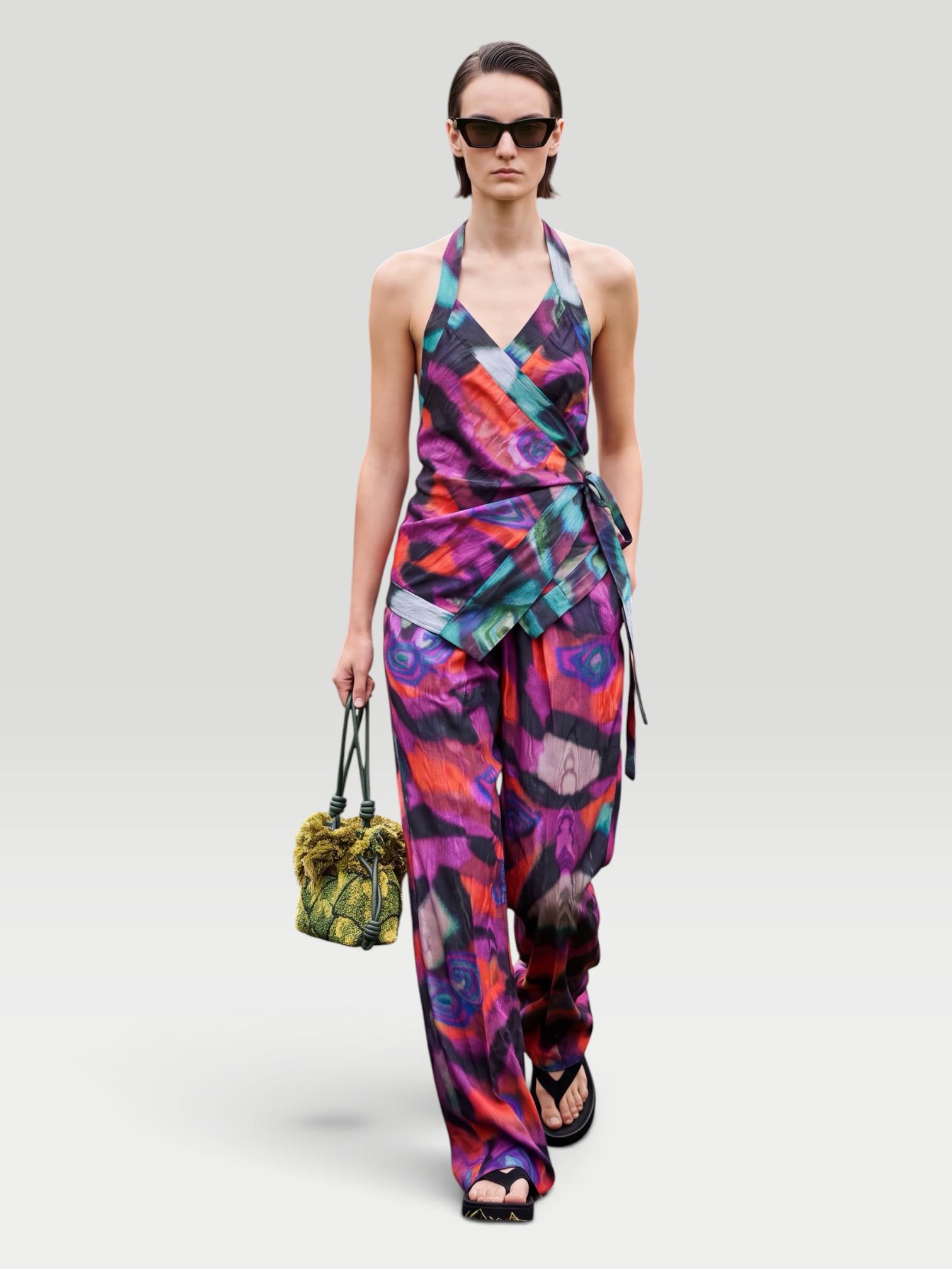 Dries Van Noten Printed Moire Wide-Leg Pants. Styled by Sharon Lombardo for FDV Concierge.