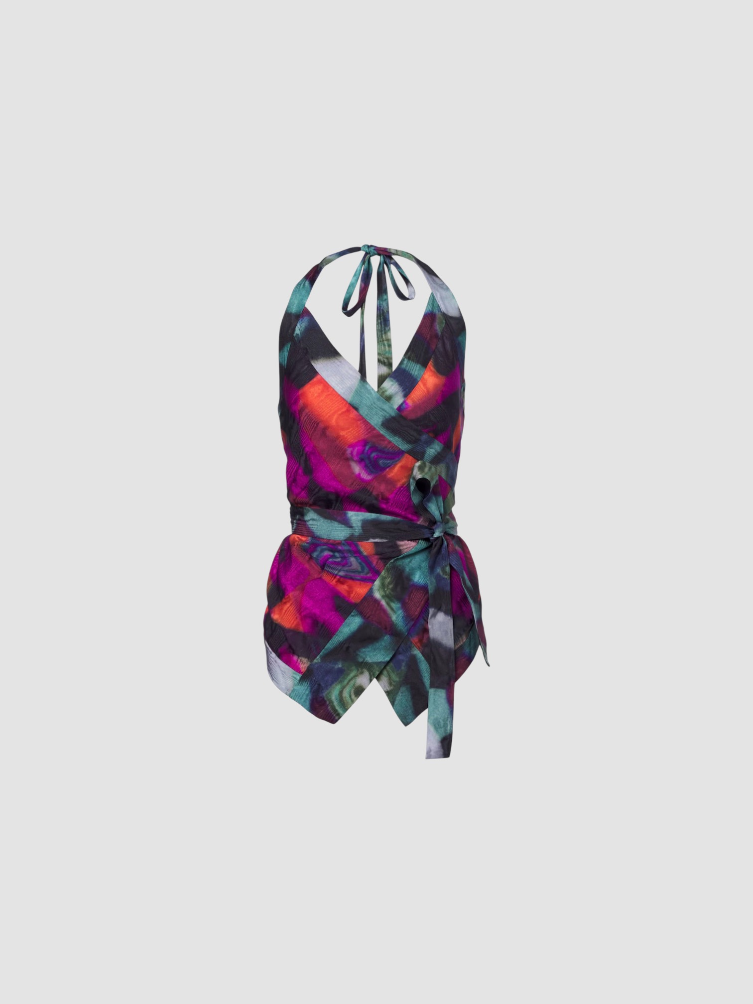 Dries Van Noten Printed Moire Wrap Top. Styled by Sharon Lombardo for FDV Concierge.