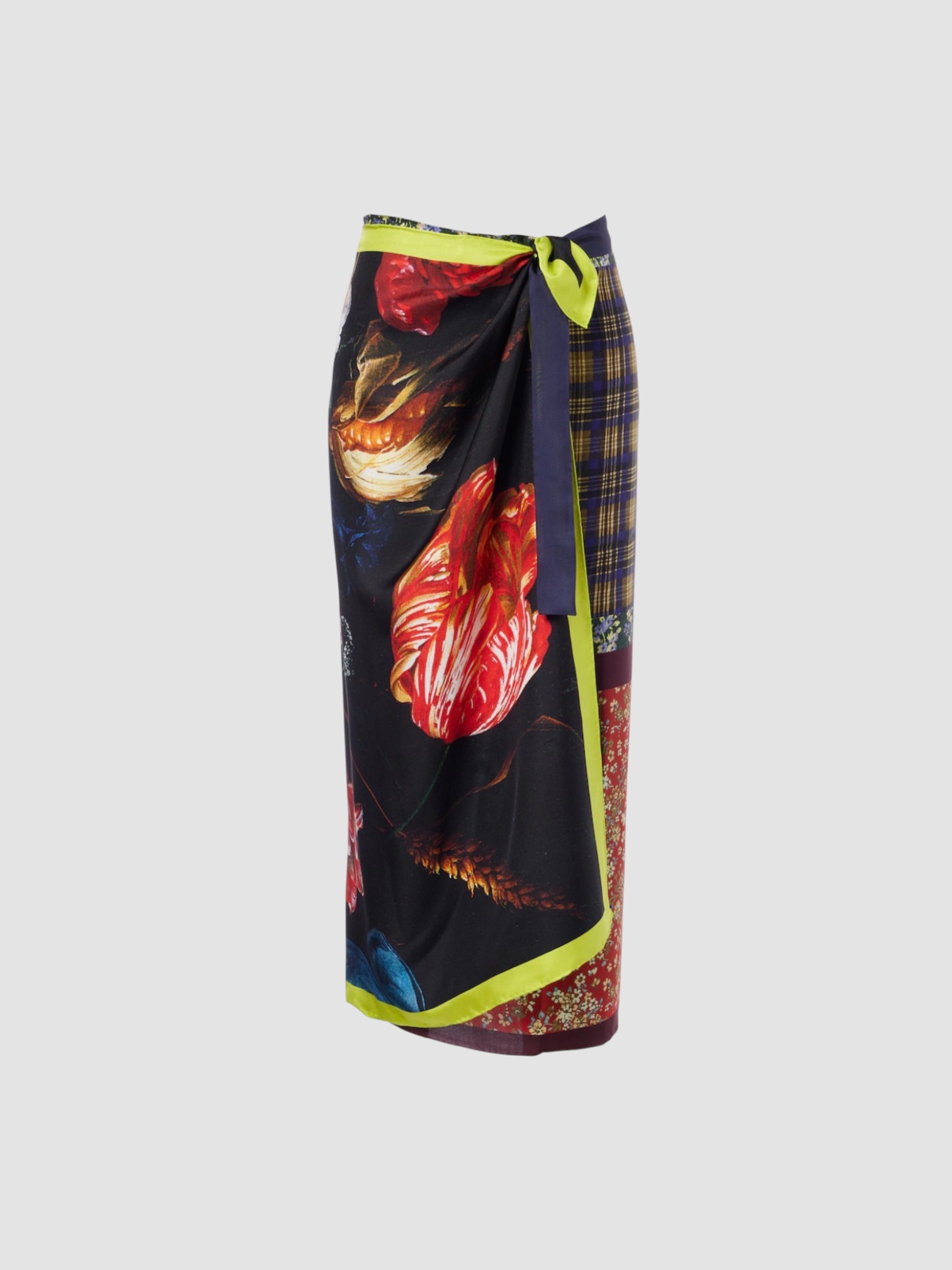Dries Van Noten Printed silk wrap skirt. Styled by Sharon Lombardo for FDV Concierge.