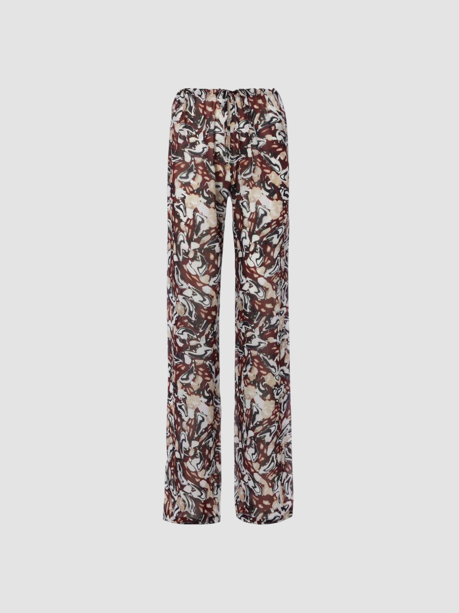 Dries Van Noten Printed Straight Pants in burgundy/cream. Styled by Sharon Lombardo for FDV Concierge.