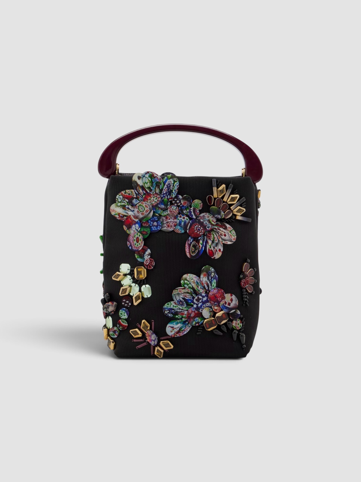 Dries Van Noten Small Embellished Top-Handle Bag in black, worn with FIL DE VIE Isadora Dress. Styled by Sharon Lombardo for FDV Concierge.