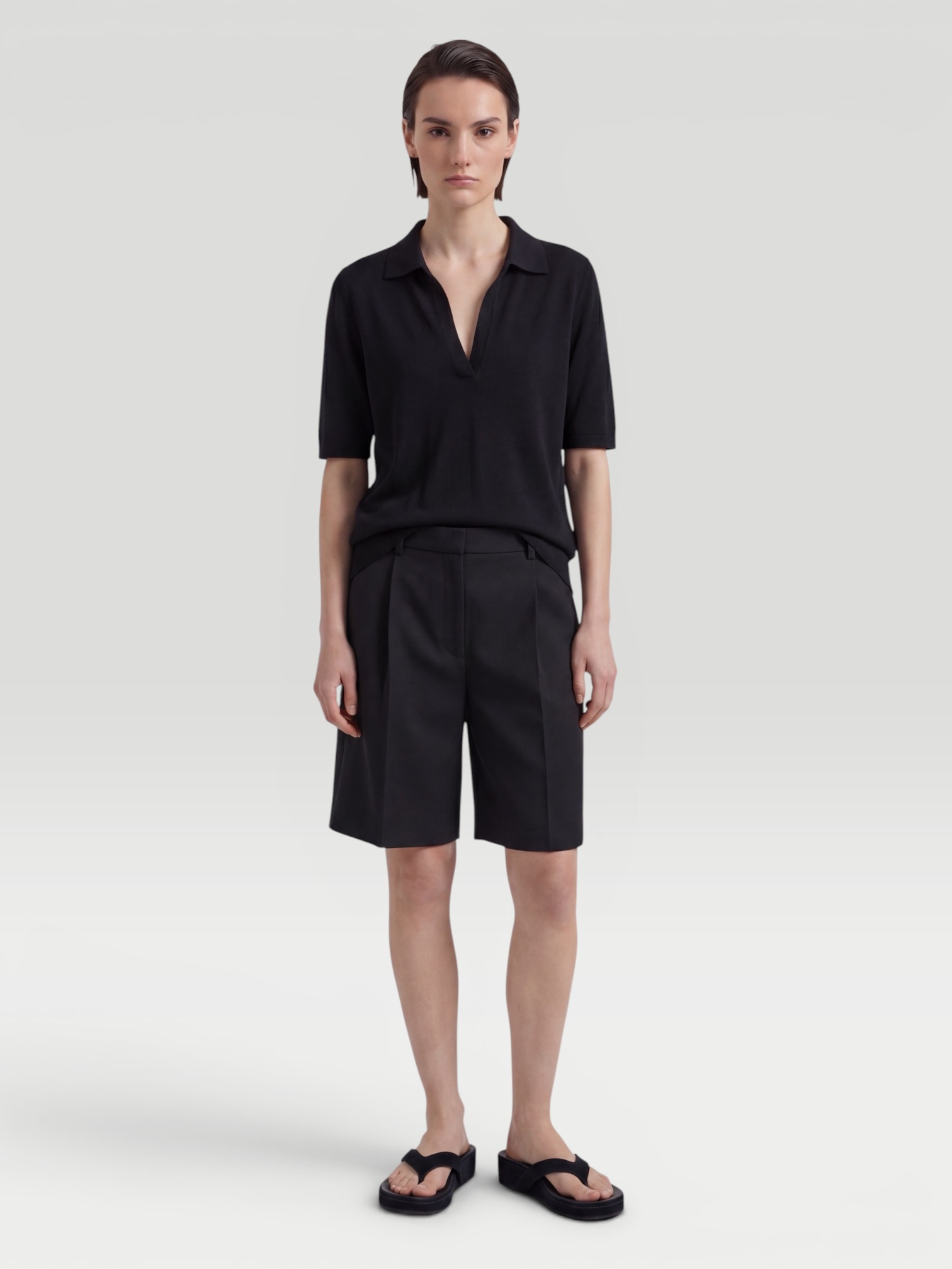 Gabriela Hearst Frank Cashmere-Silk Polo in black.