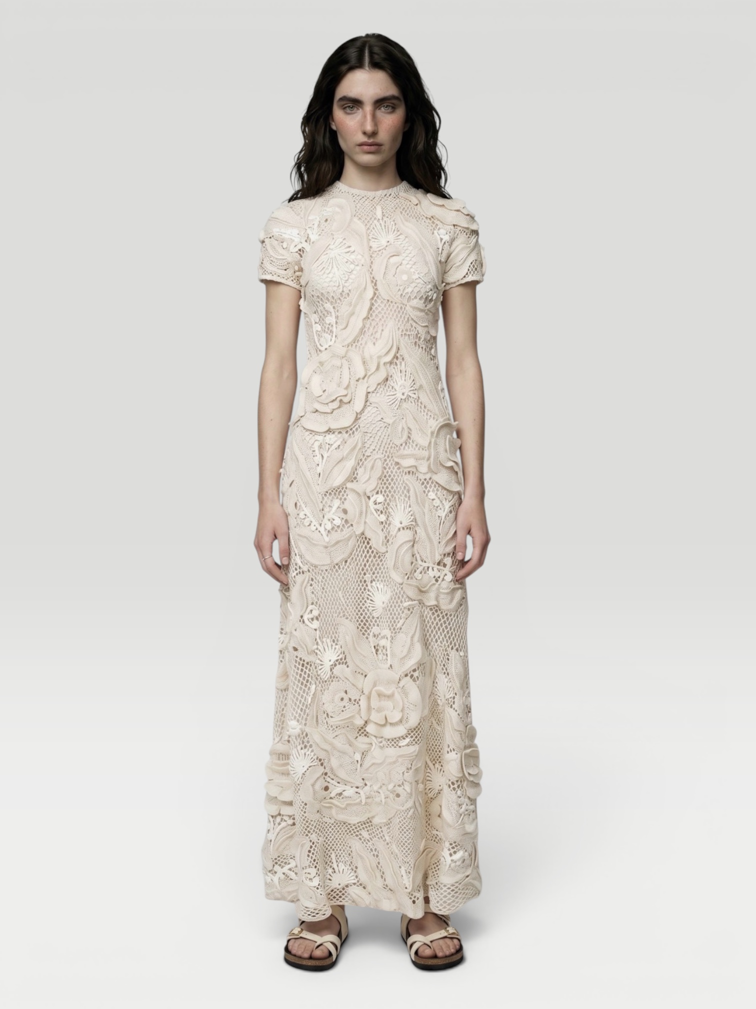 HEIRLOME Riviera Cashmere-Silk Maxi Dress in ivory.