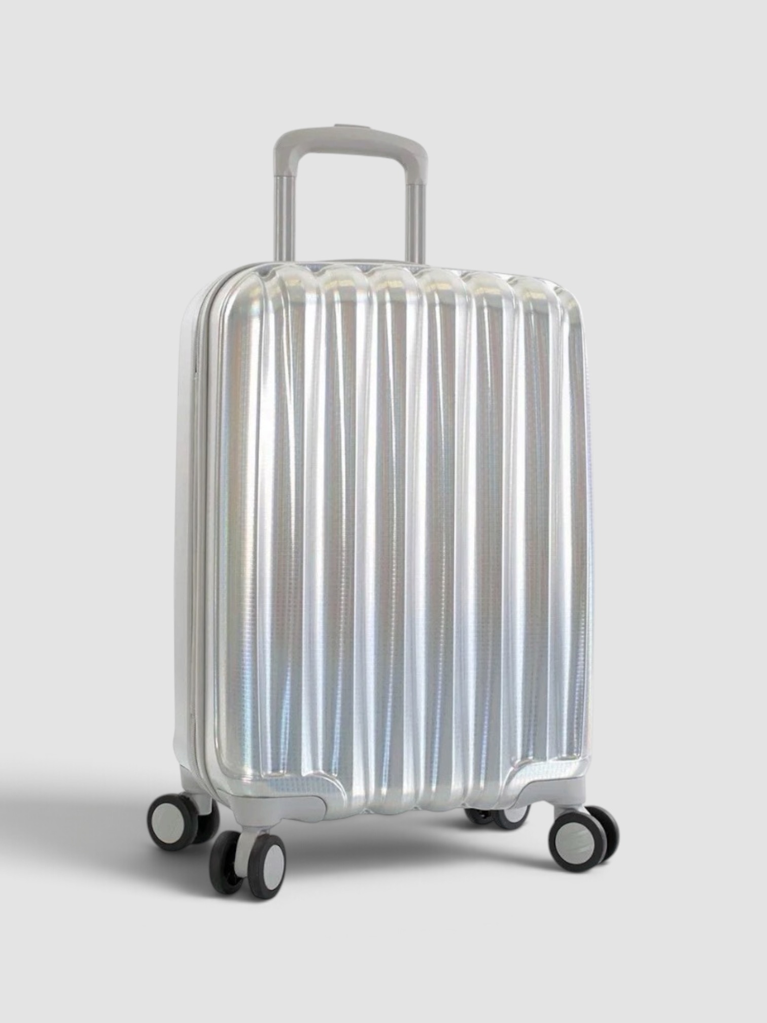 Heys America Astro Iridescent Spinner Luggage in silver.
