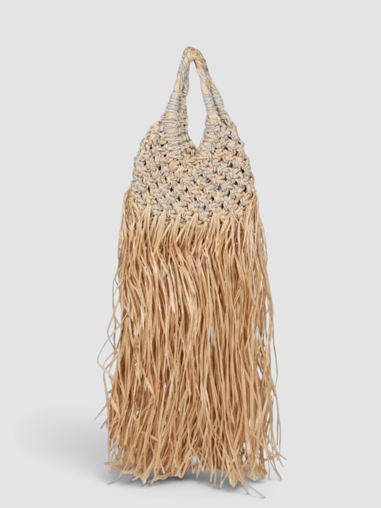 Hibourama Vanni Fringed Tote Bag in natural.