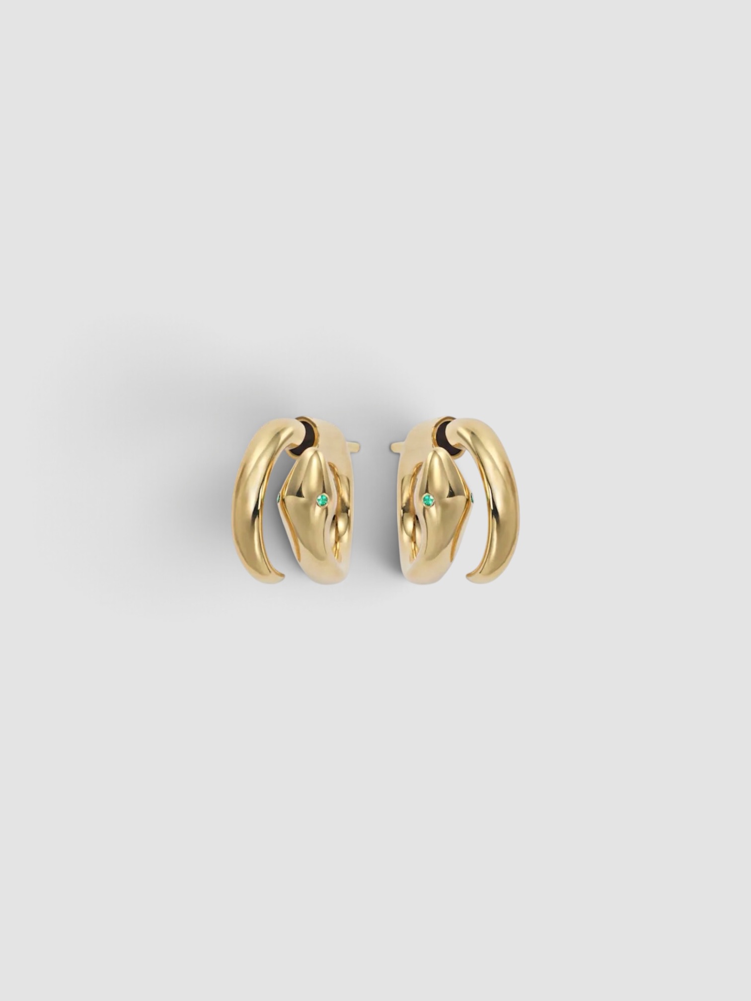 Ileana Makri Spiral Cobra Earrings in gold.