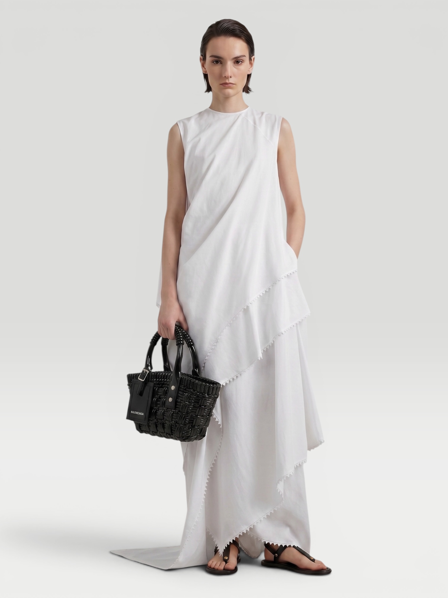 Jacquemus Traversin Cotton-Blend Maxi Dress in white.