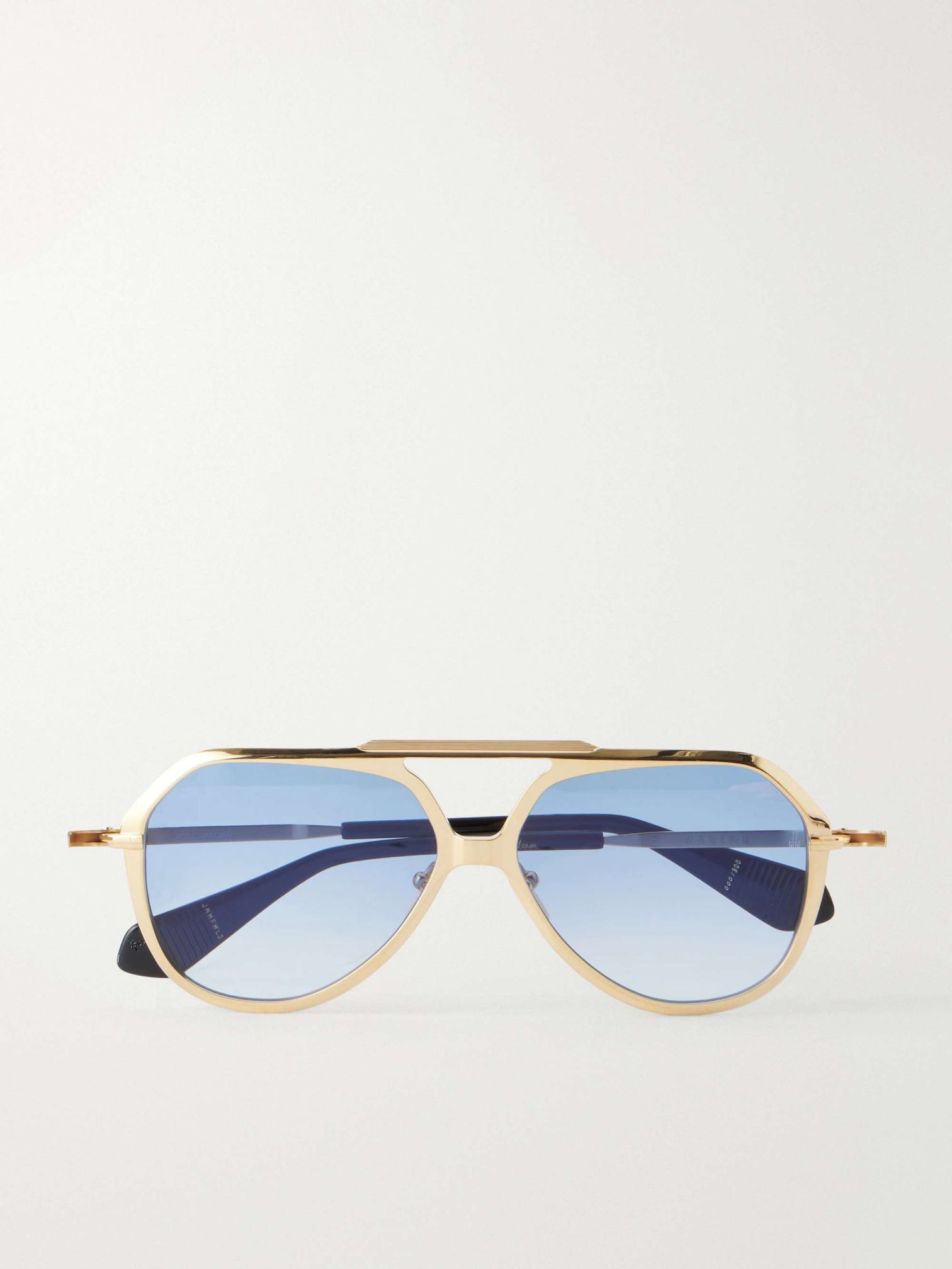 Jacques Marie Mage Lou Lou de La Falaise Louise Aviator-Style Titanium Sunglasses in gold.