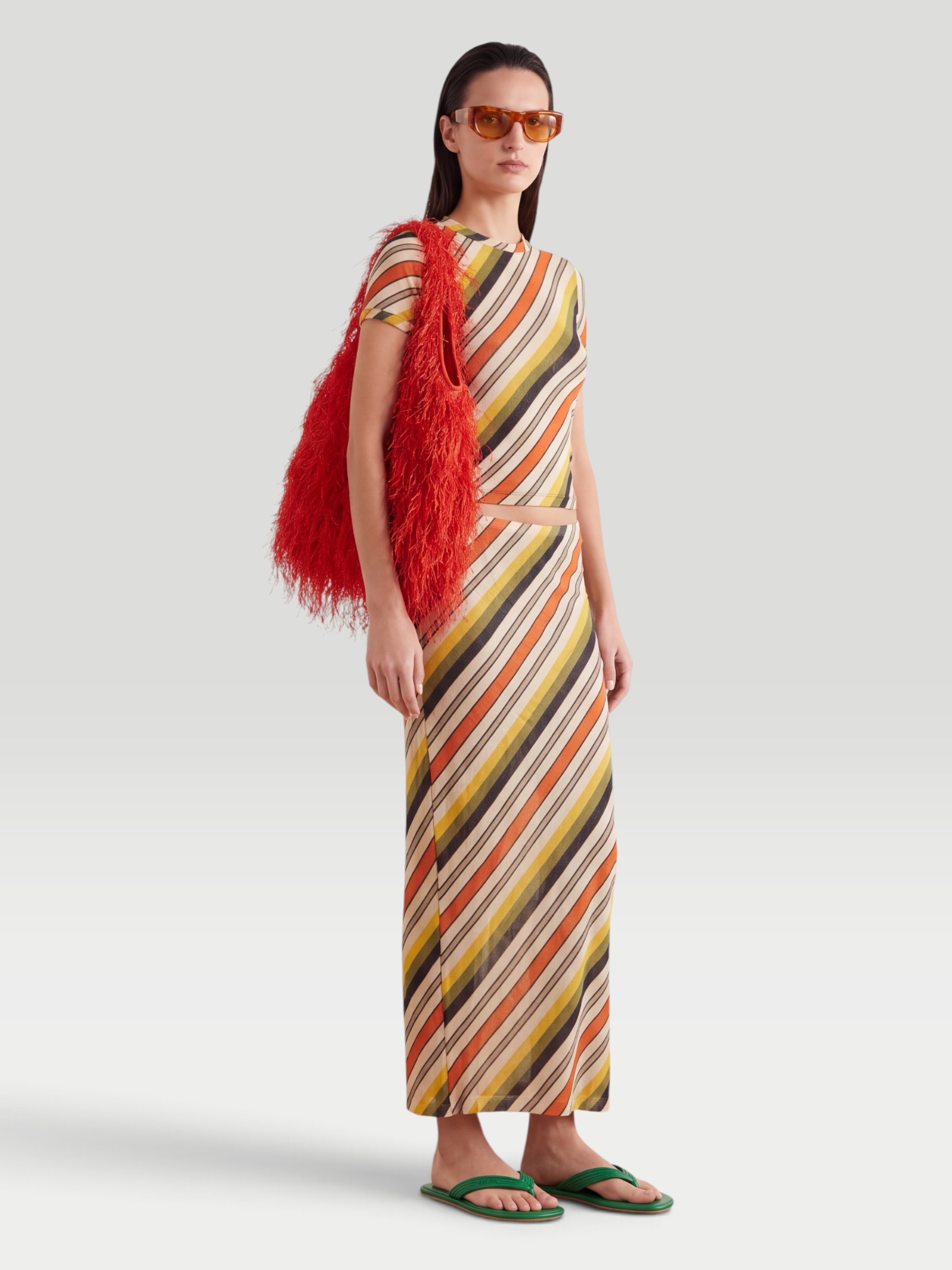 Jean Paul Gaultier Retro Stripe Printed Mesh Top. Styled by Sharon Lombardo for FDV Concierge.