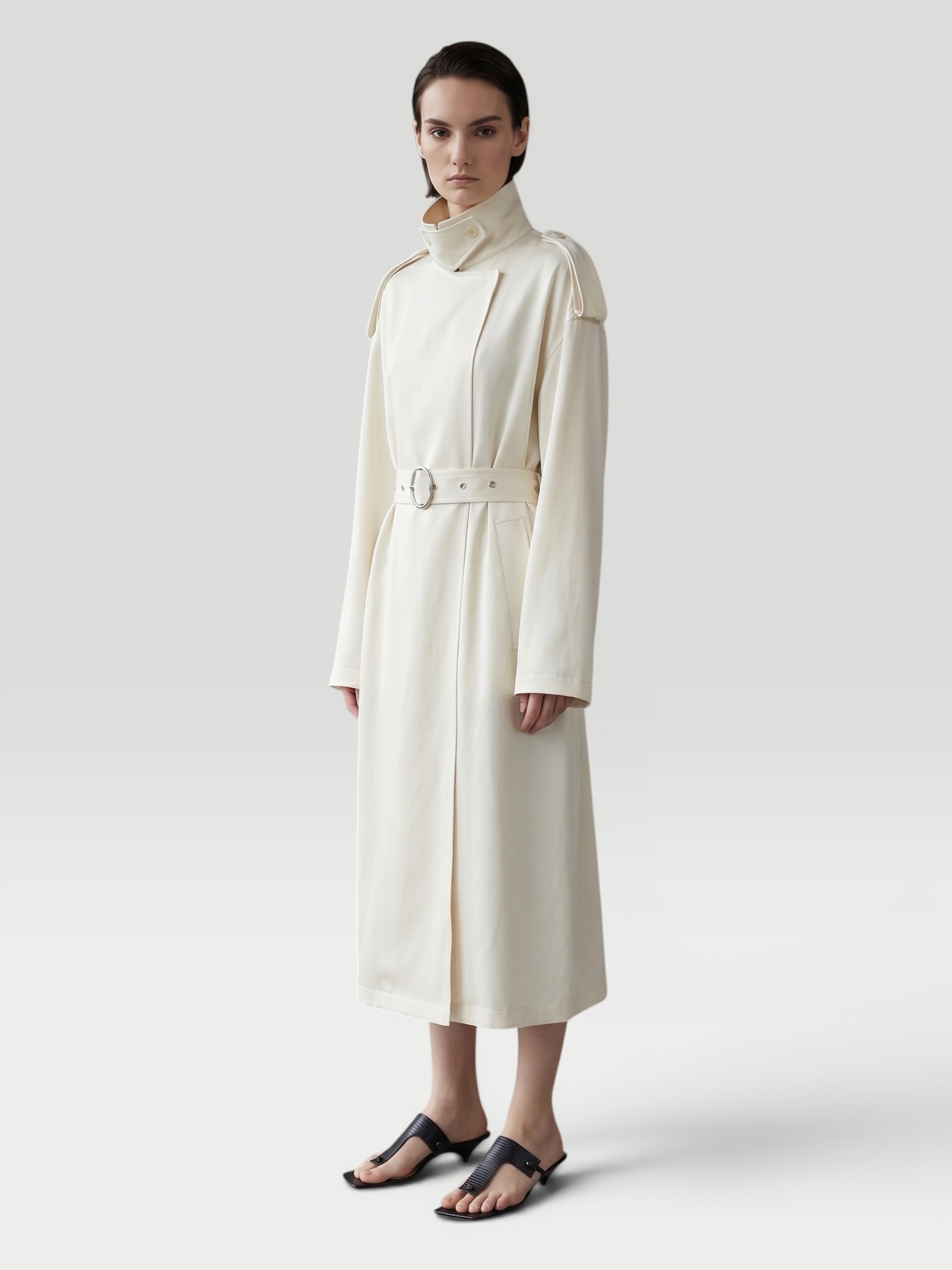 Jil Sander Trench Coat in white.