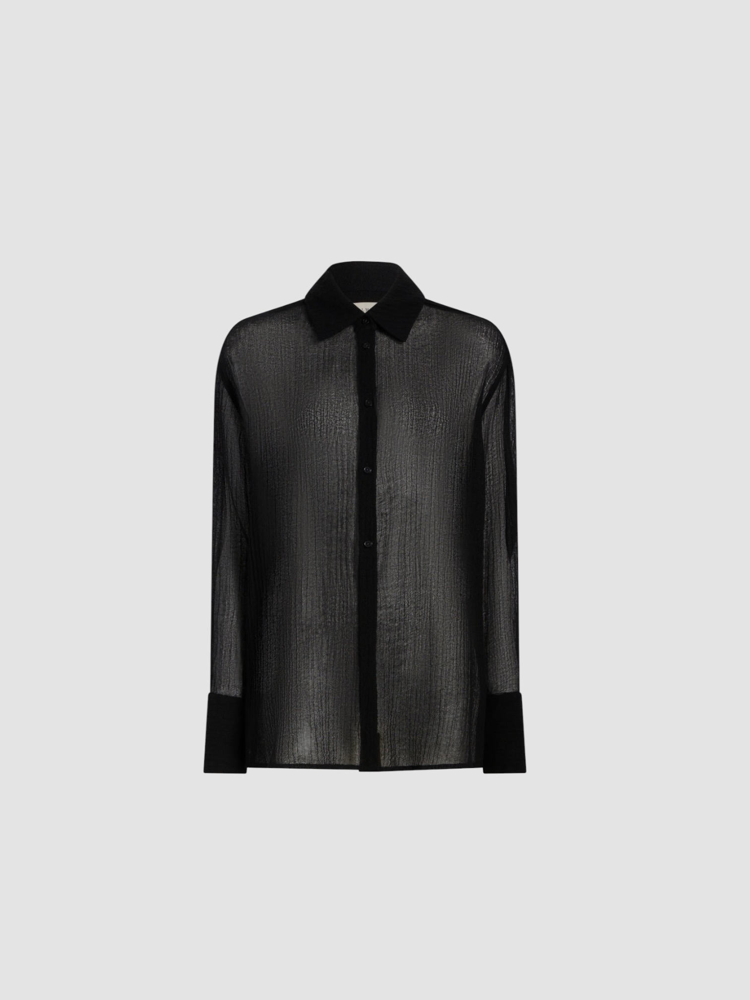 Kallmeyer Mollie Button Down in Wool Gauze in black. Styled by Sharon Lombardo for FDV Concierge.