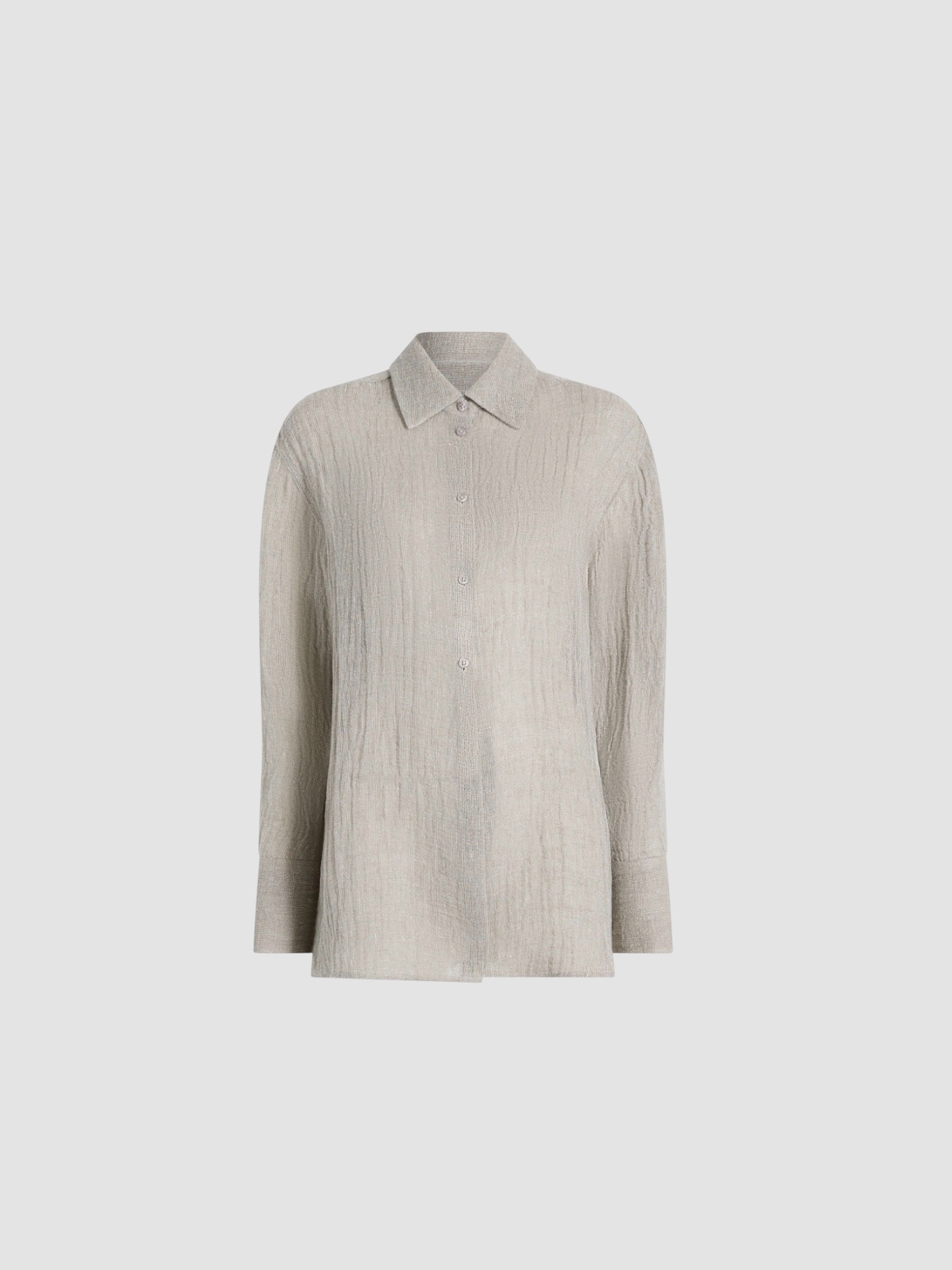 Kallmeyer Mollie Button Down in Linen Gauze in grey. Styled by Sharon Lombardo for FDV Concierge.