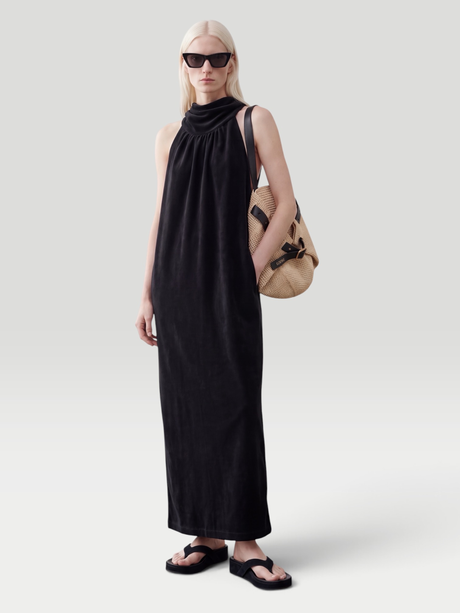 Kallmeyer Priya Cowl Neck Gown in Cotton Nylon in black. Styled by Sharon Lombardo for FDV Concierge.