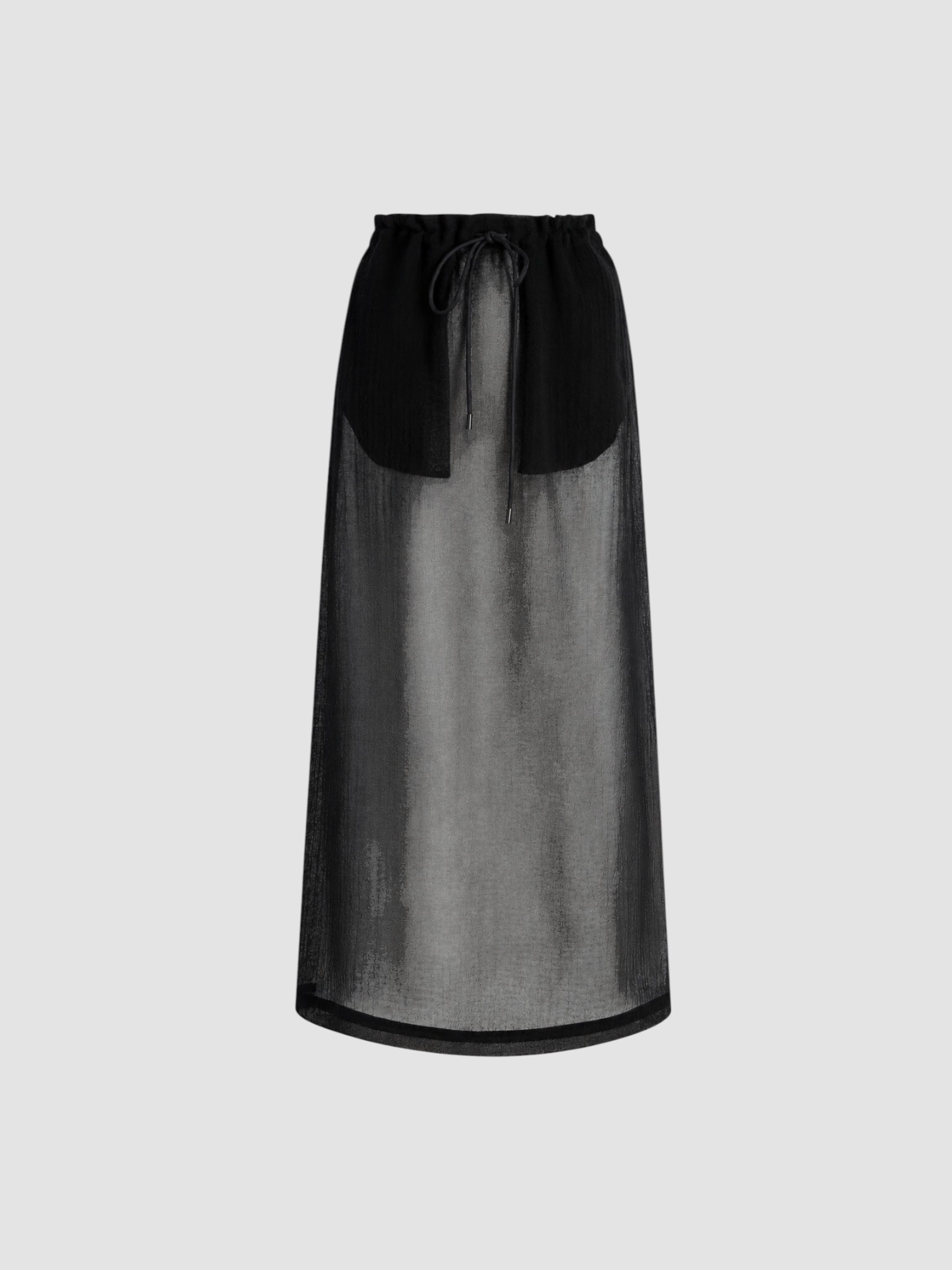 Kallmeyer Regina Drawstring Skirt in Wool Gauze in black. Styled by Sharon Lombardo for FDV Concierge.