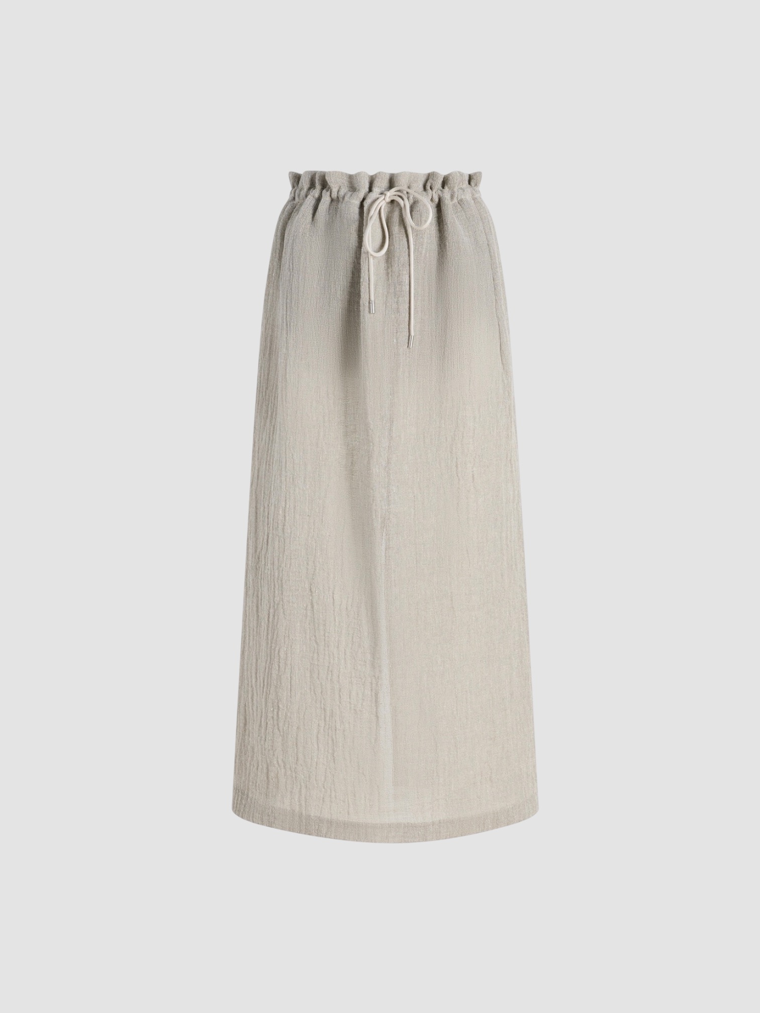 Kallmeyer Regina Drawstring Skirt in Linen Gauze in grey. Styled by Sharon Lombardo for FDV Concierge.