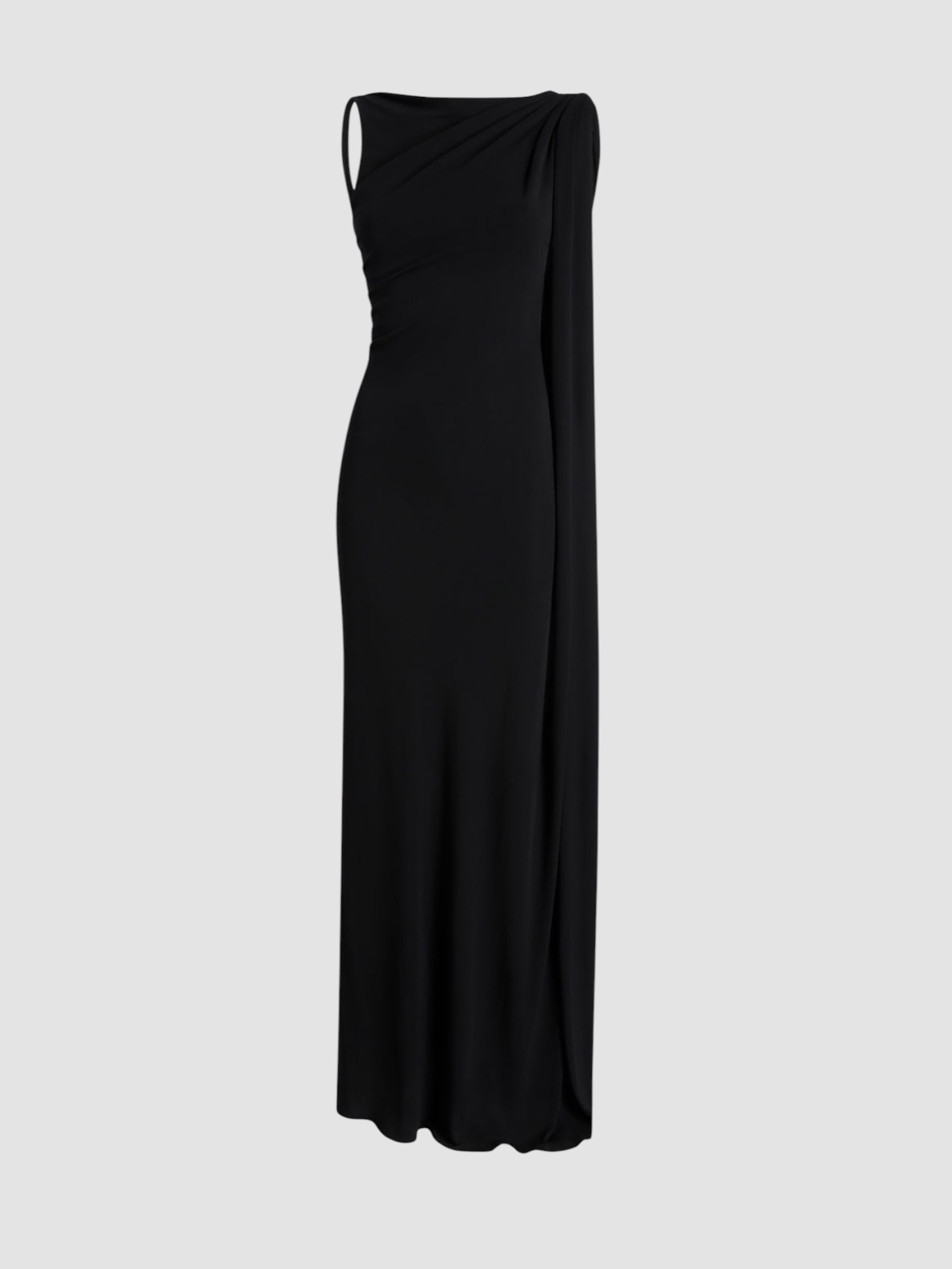Kallmeyer Roma Gown in Matte Jersey in black, worn with Phoebe Philo Cone Heel Mules. Styled by Sharon Lombardo for FDV Concierge.