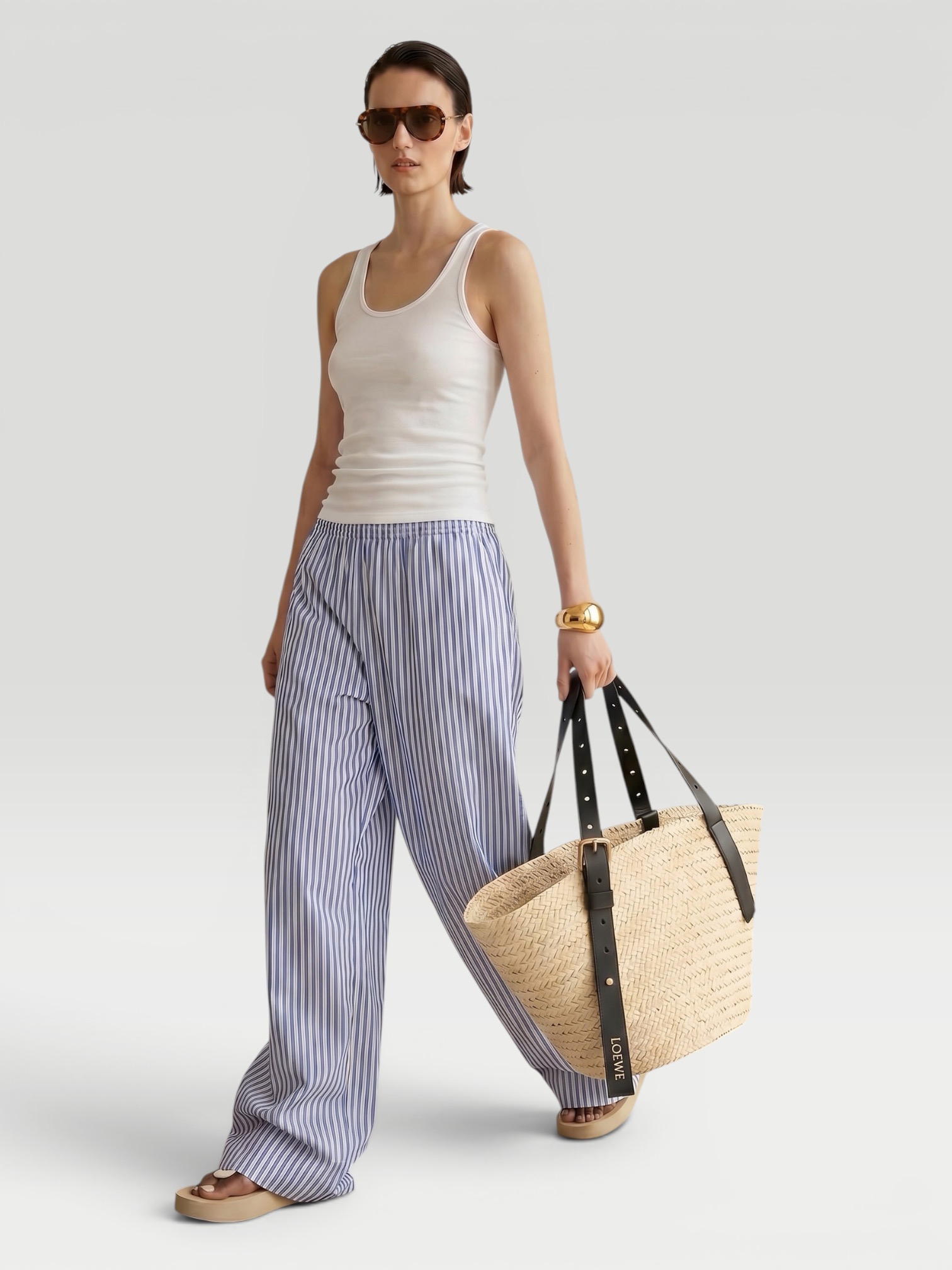 La Ligne Roman Pant in cobalt / white. Styled by Sharon Lombardo for FDV Concierge.