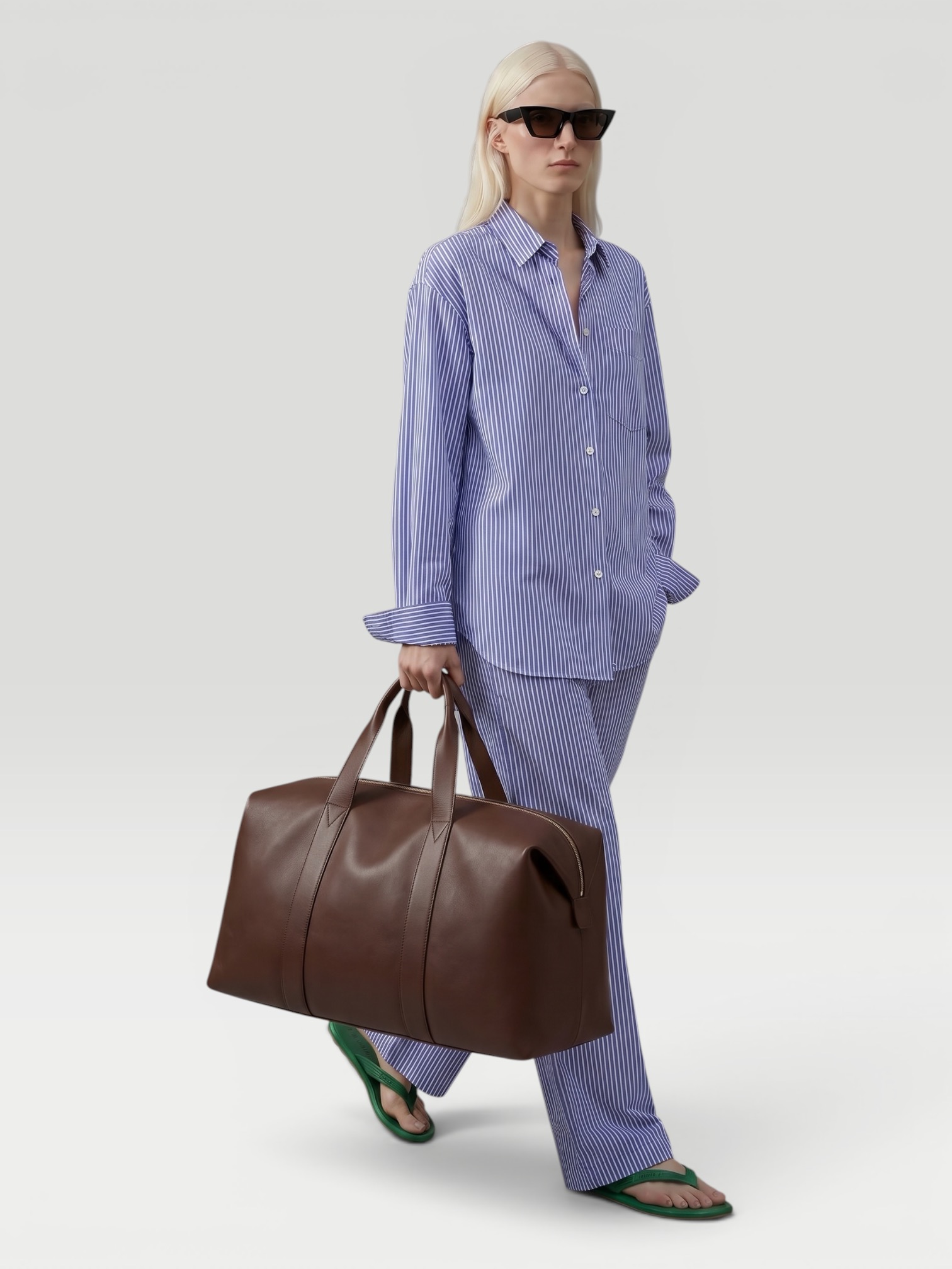 La Ligne Shelby Shirt in cobalt / white. Styled by Sharon Lombardo for FDV Concierge.