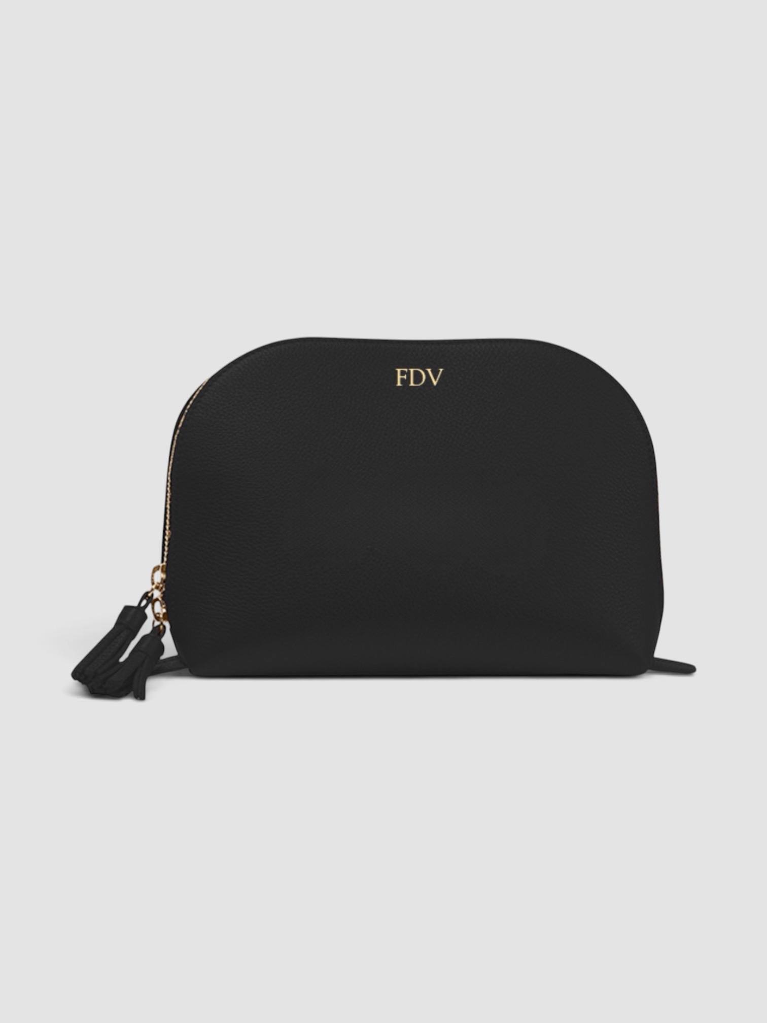 Leatherology Large Clamshell Makeup Bag in black.