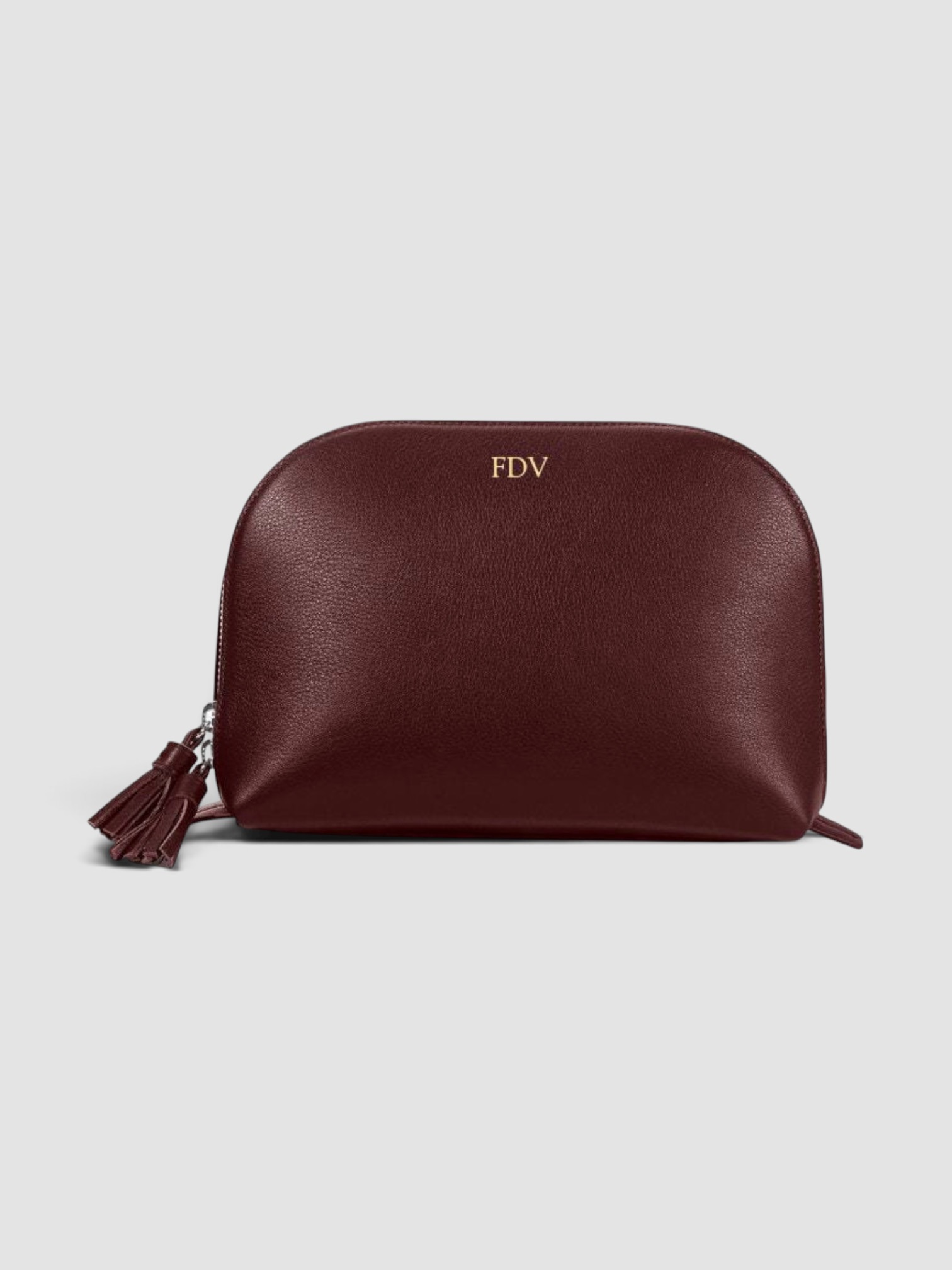 Leatherology Large Clamshell Makeup Bag in bordeaux.