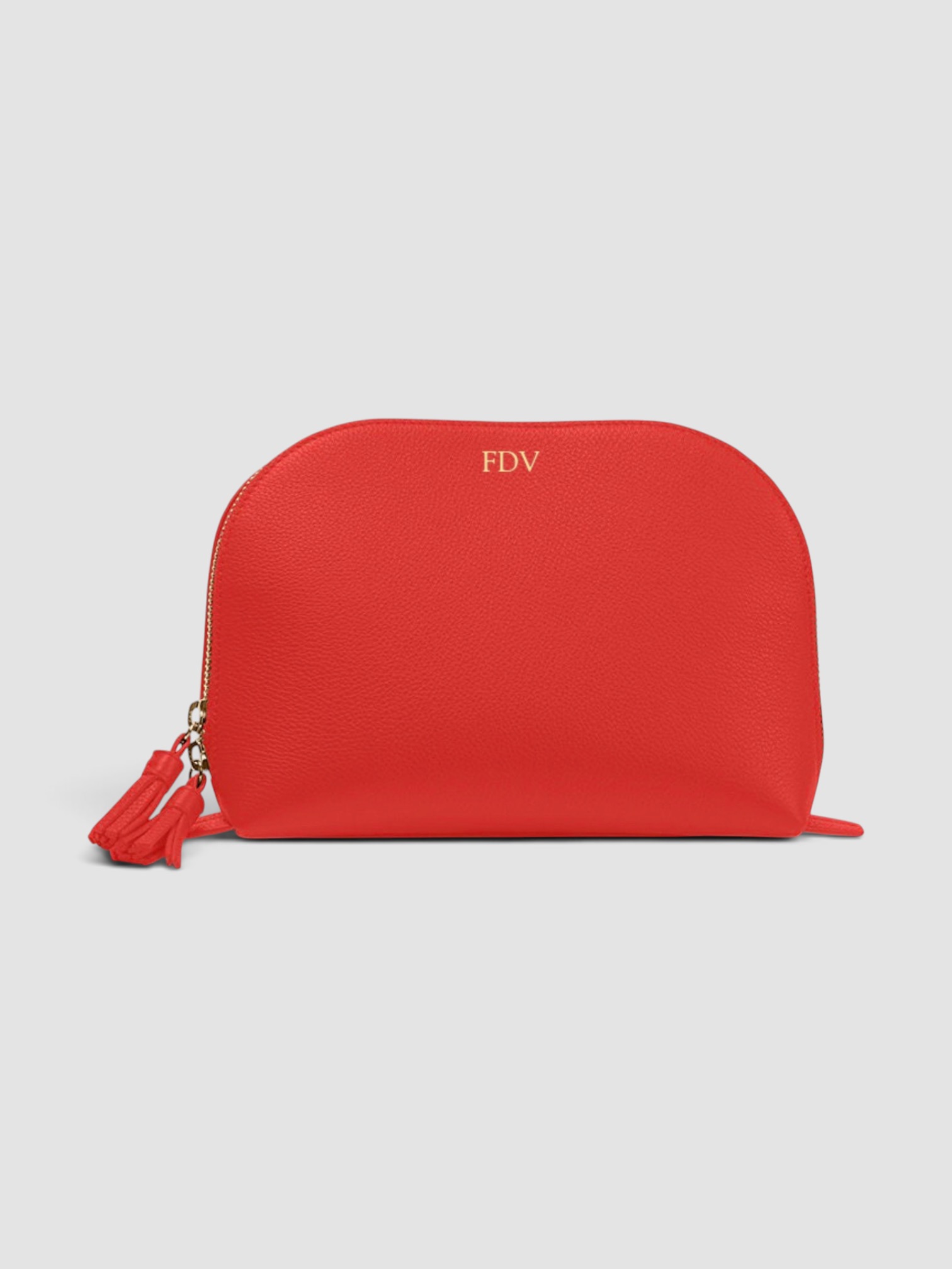 Leatherology Large Clamshell Makeup Bag in red.