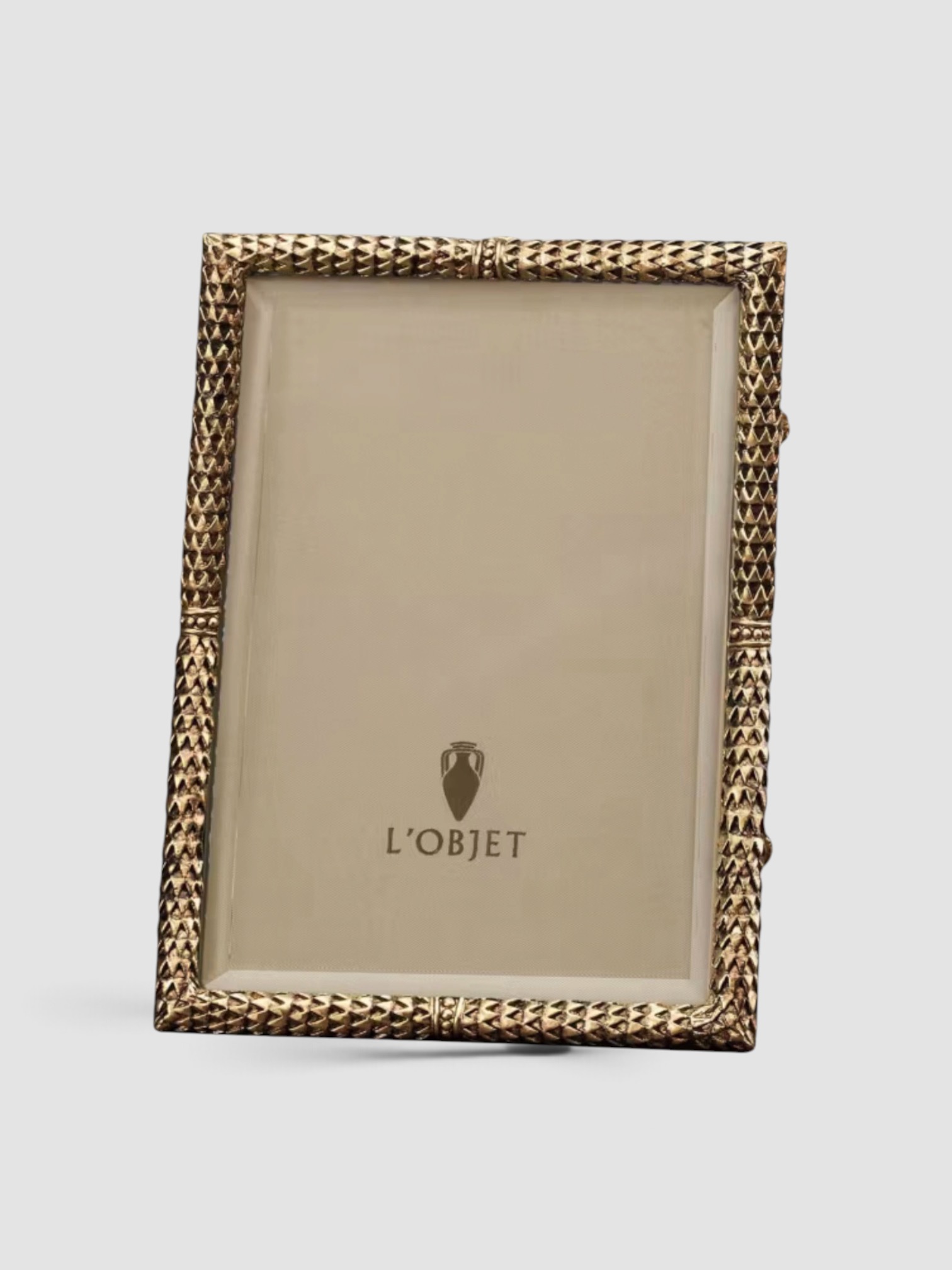 L'Objet Scales Picture Frame, 5" x 7" in gold.