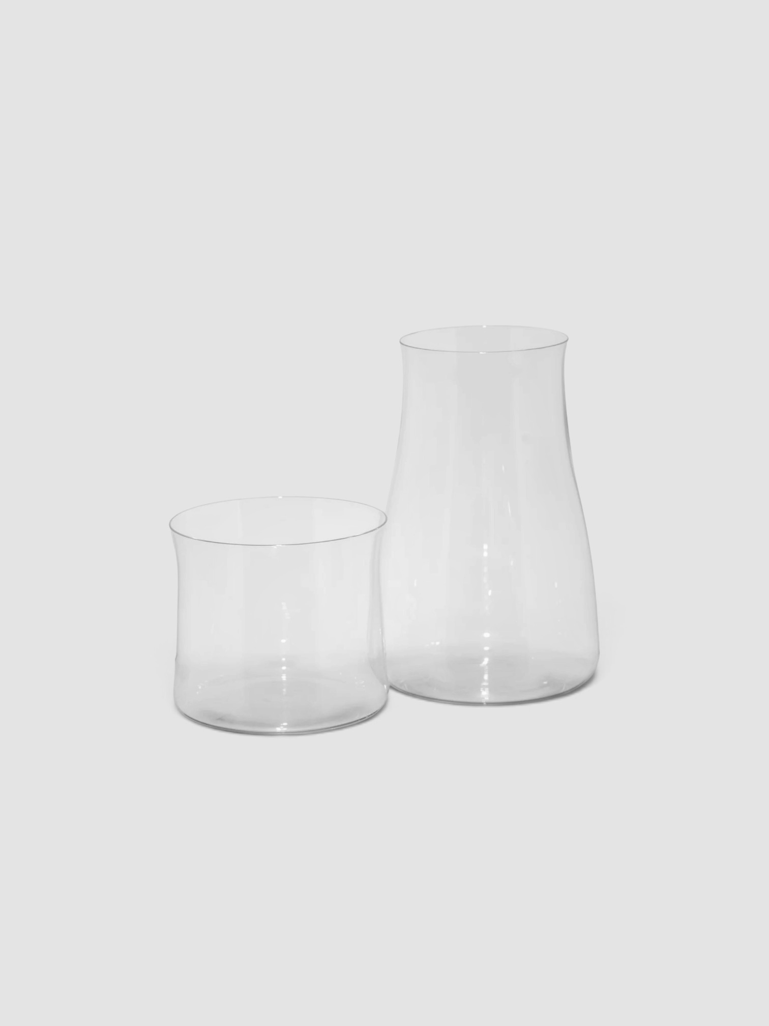 Lobmeyr Night Set Hand-Blown Crystal Carafe and Tumbler in clear.