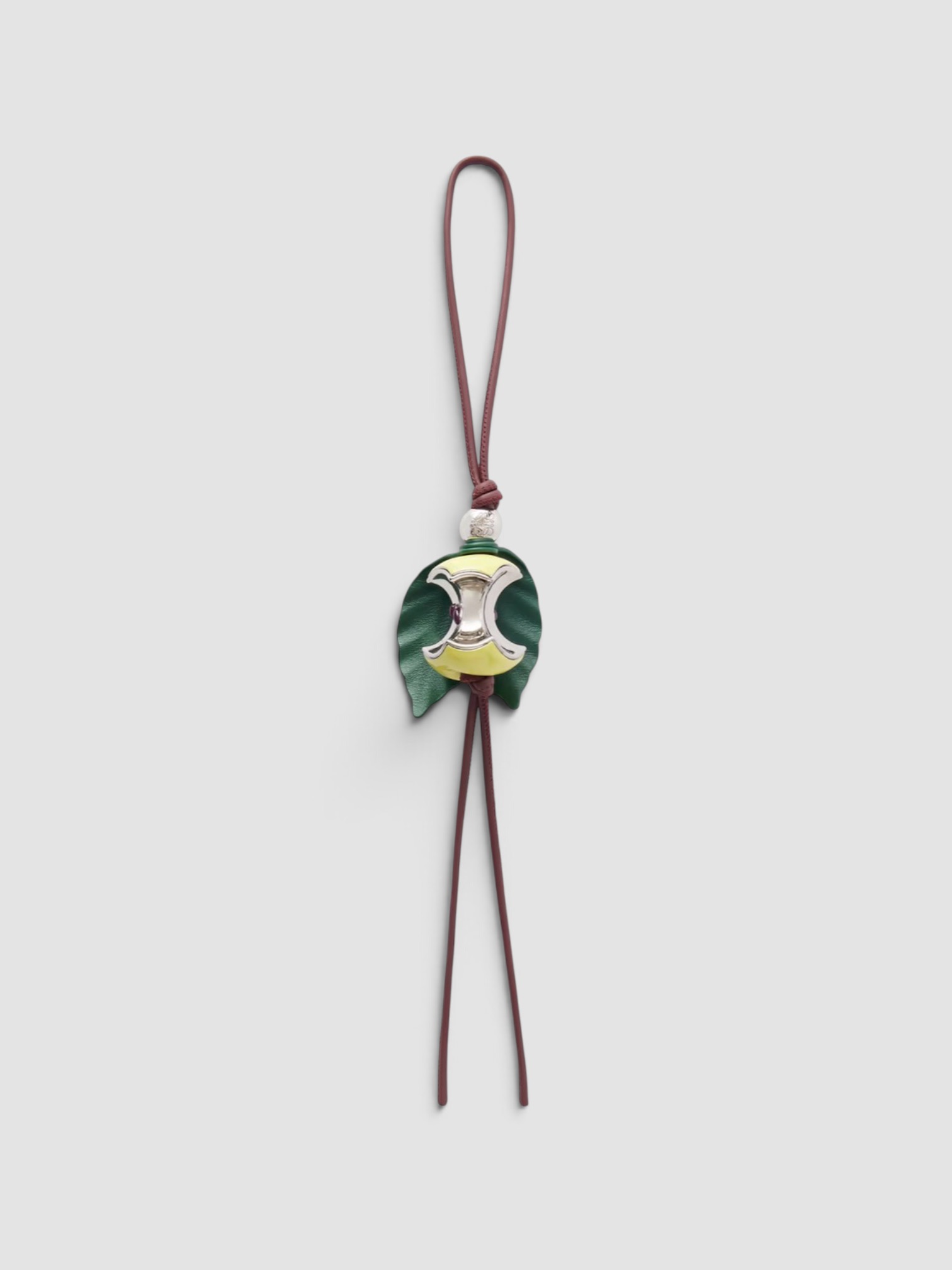 Loewe Apple Leather and Silver-Tone Bag Charm in yellow/green.