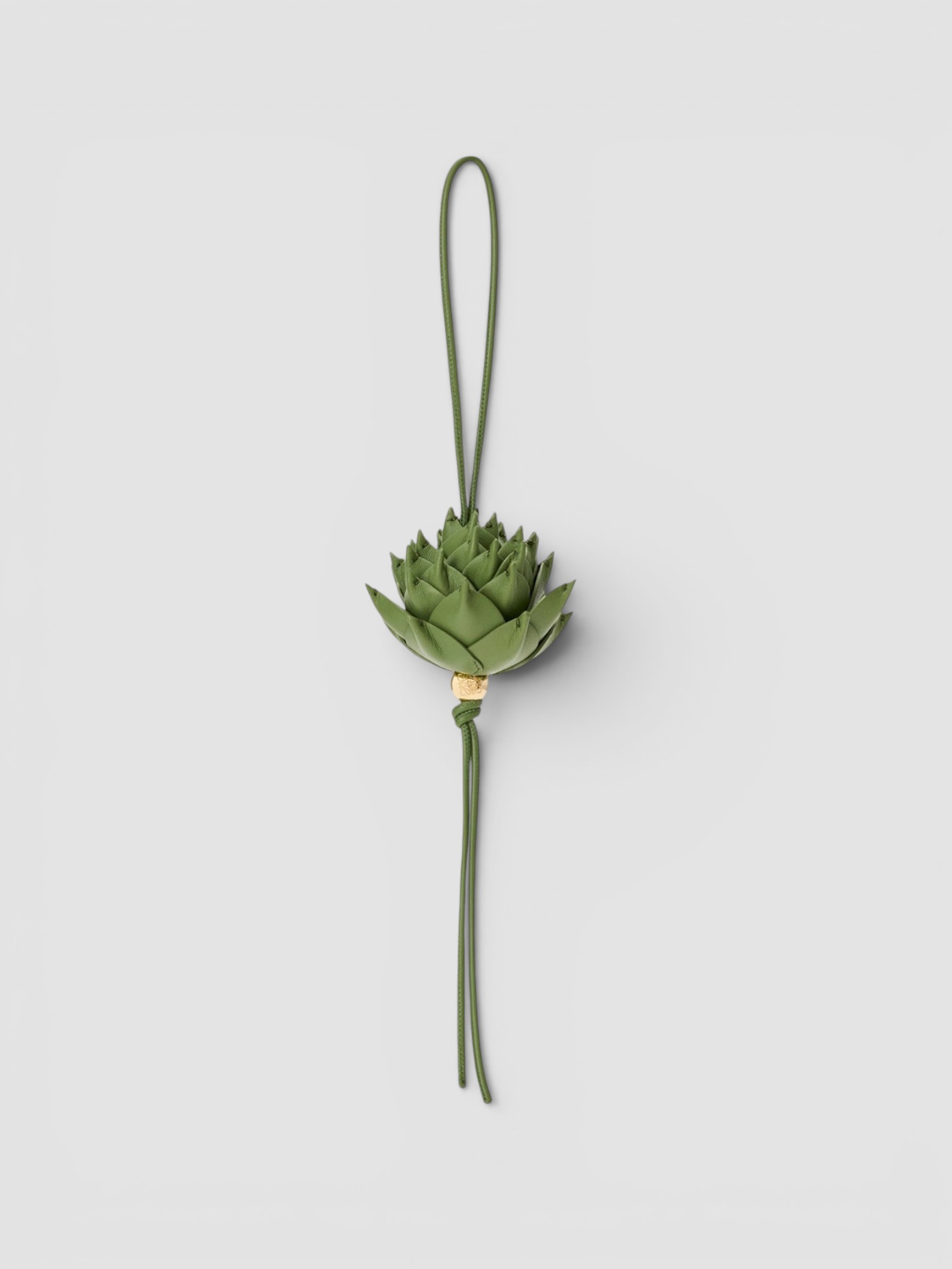 Loewe Paula's Ibiza Leather Artichoke Bag Charm in green.