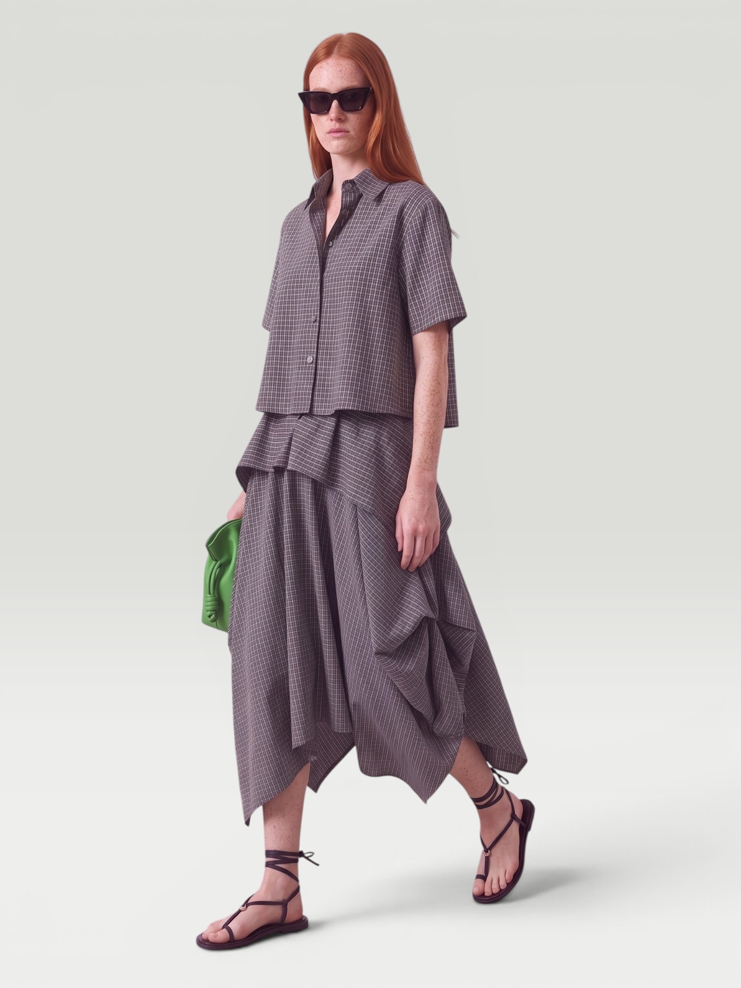 Loewe Asymmetric Cotton-Blend Midi Skirt in black/white. Styled by Sharon Lombardo for FDV Concierge.