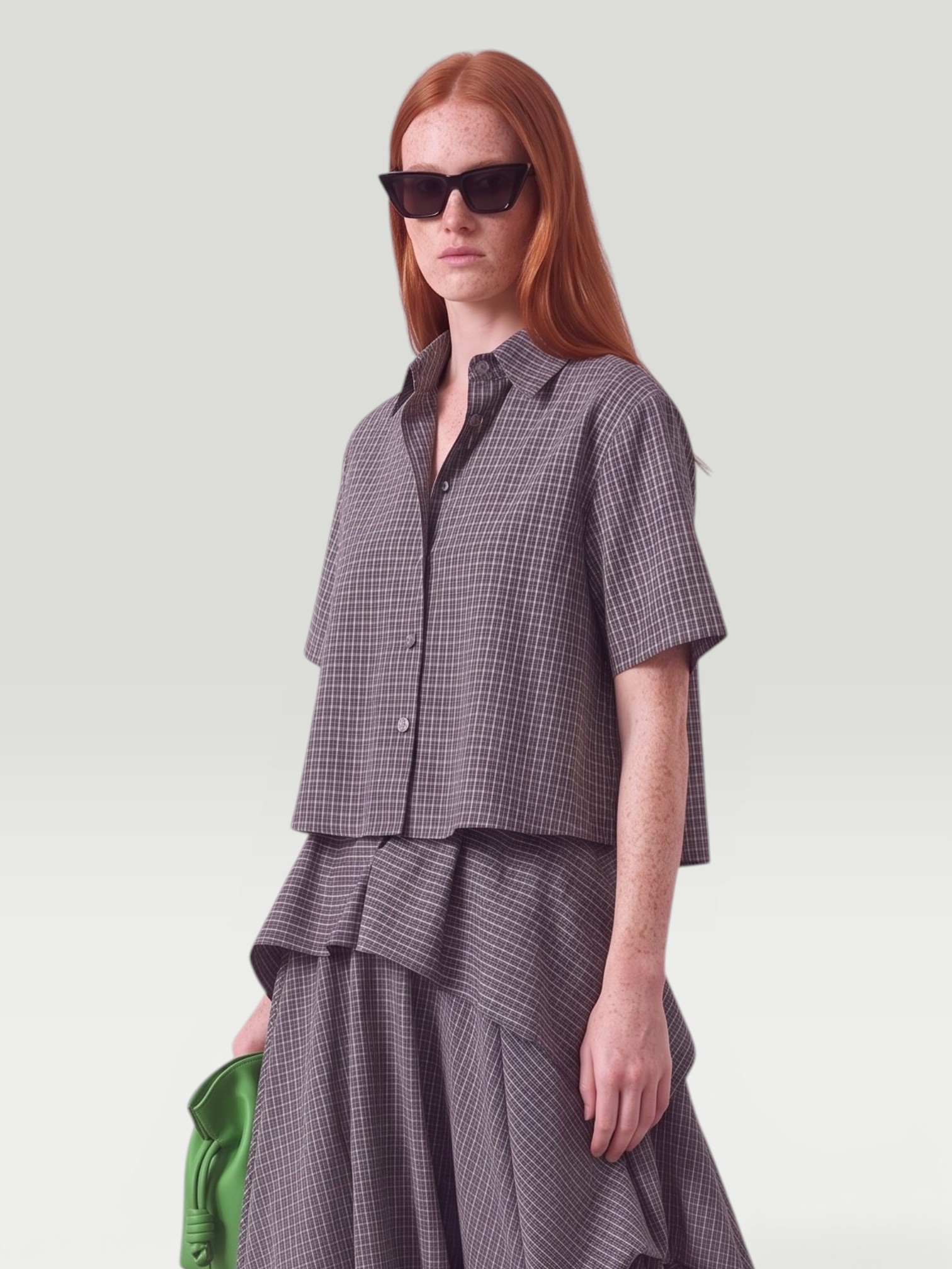 Loewe Checked Cotton-Blend Shirt in black/white. Styled by Sharon Lombardo for FDV Concierge.