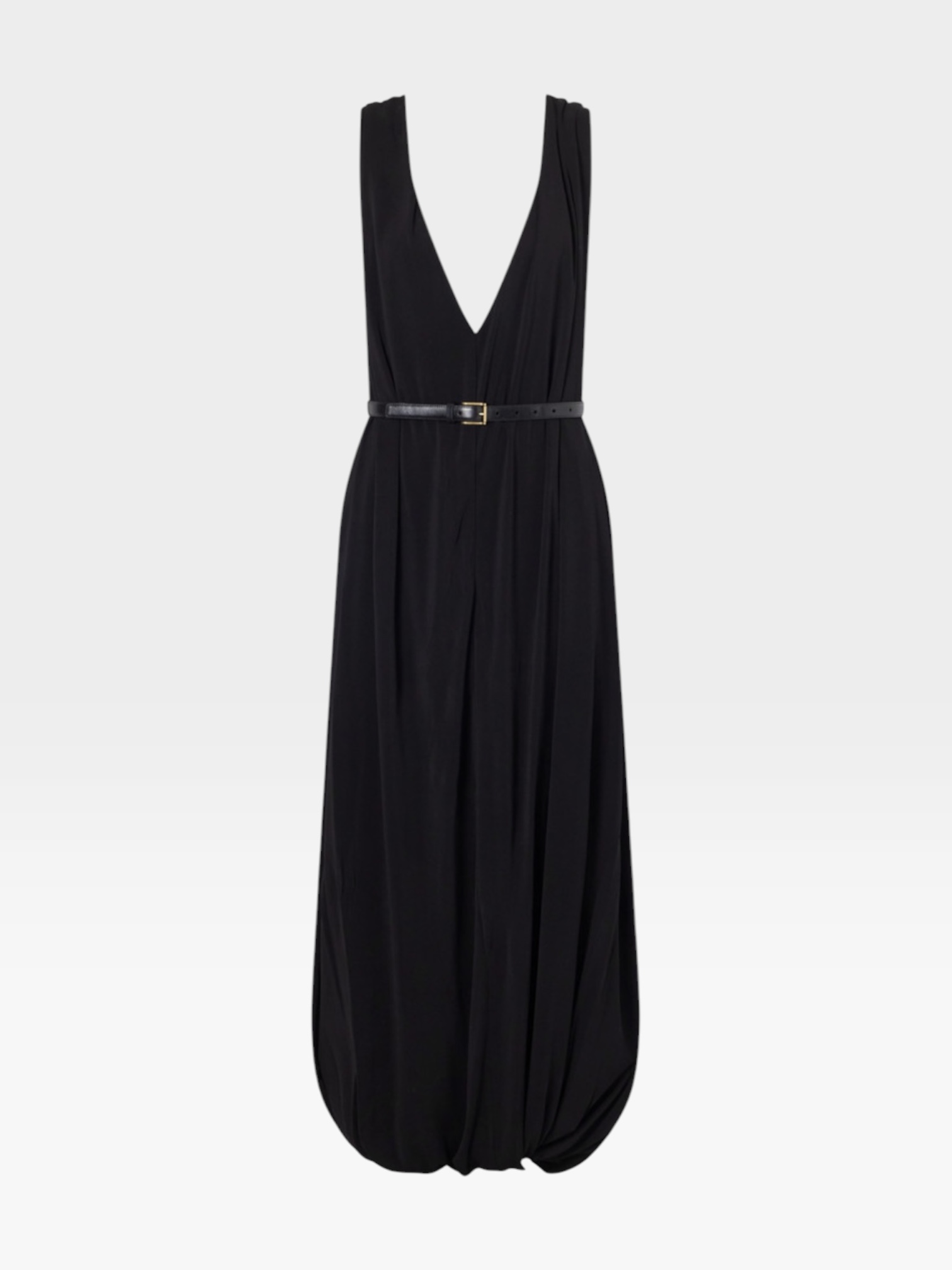 Loewe Draped Jersey Midi Dress in black. Styled by Sharon Lombardo for FDV Concierge.