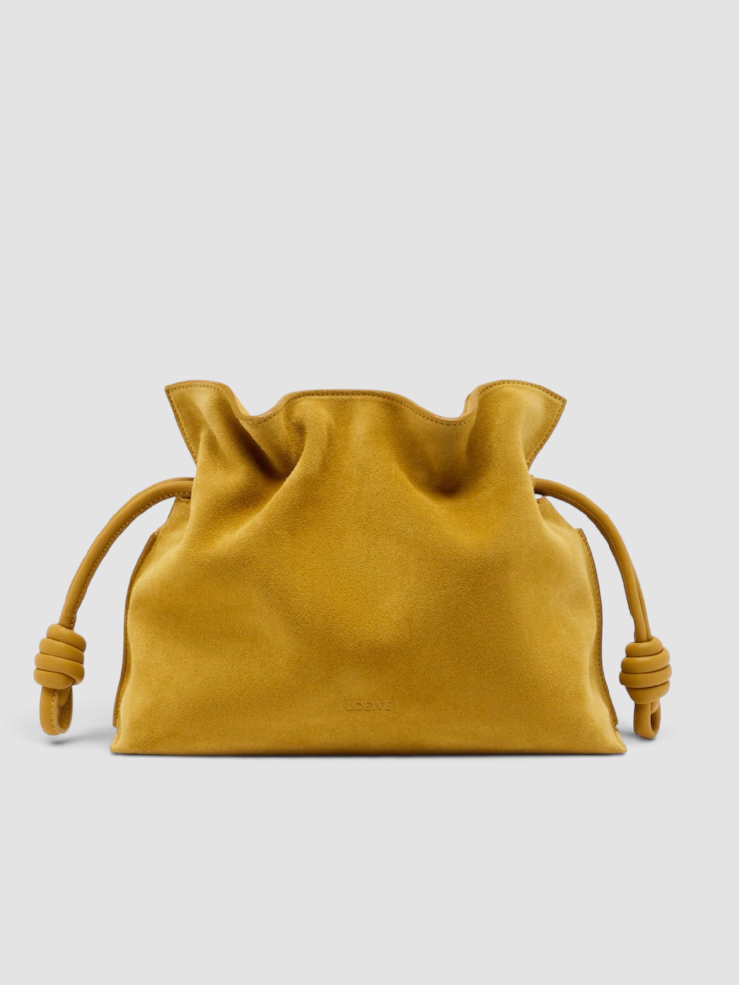 Loewe Flamenco Medium Suede Clutch in yellow.