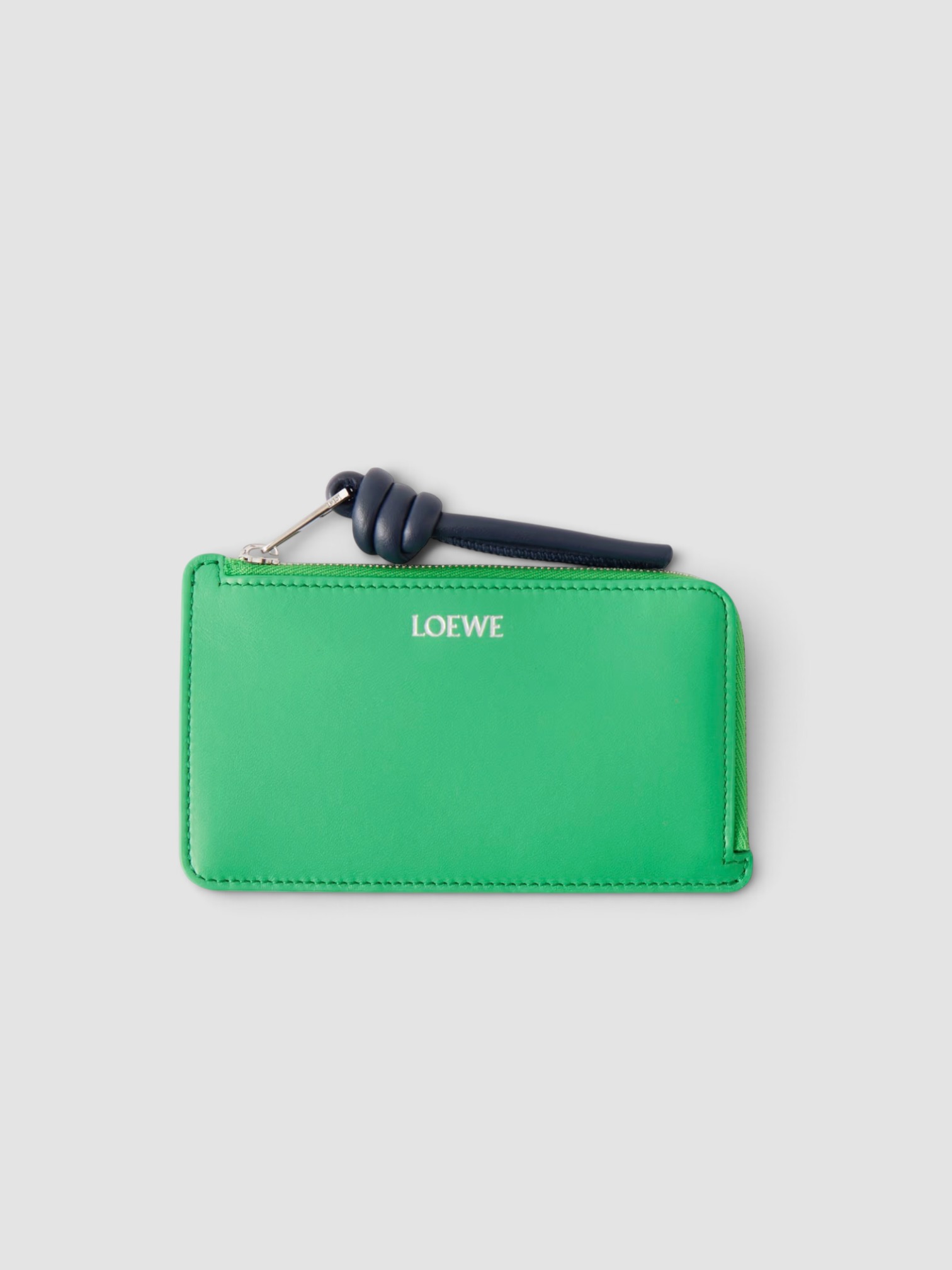 Loewe Knot Leather Card Holder in green/navy.