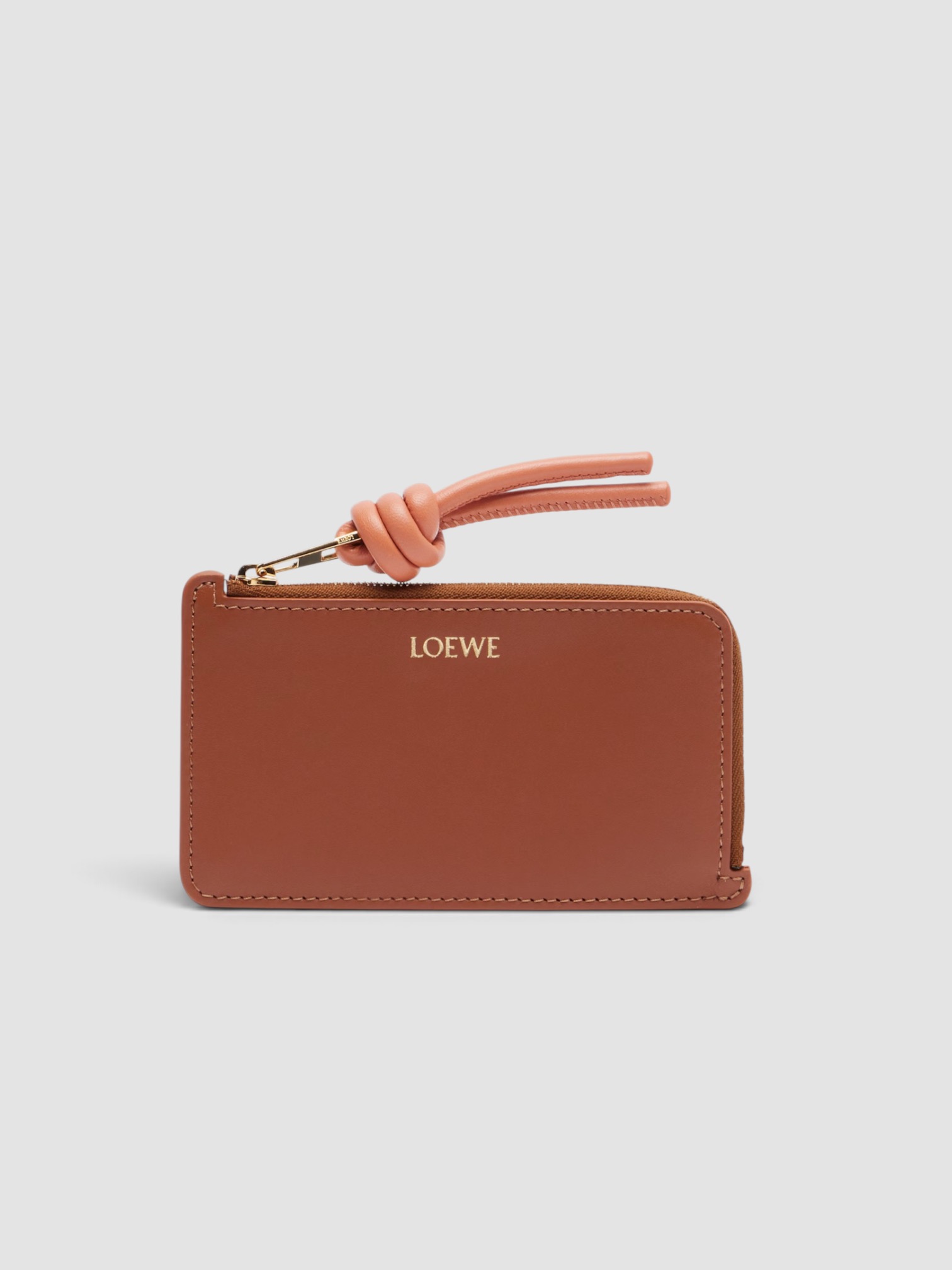 Loewe Knot Leather Card Holder in brown.