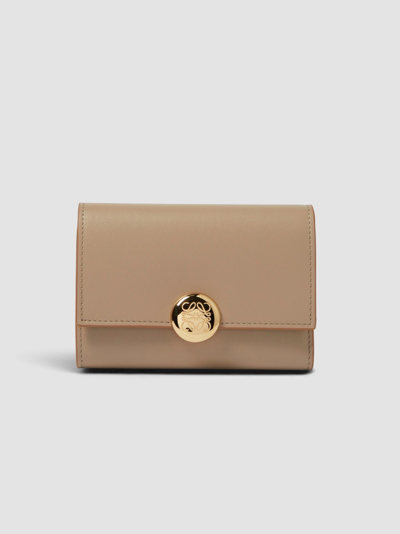 Loewe Logo Leather Wallet in taupe.