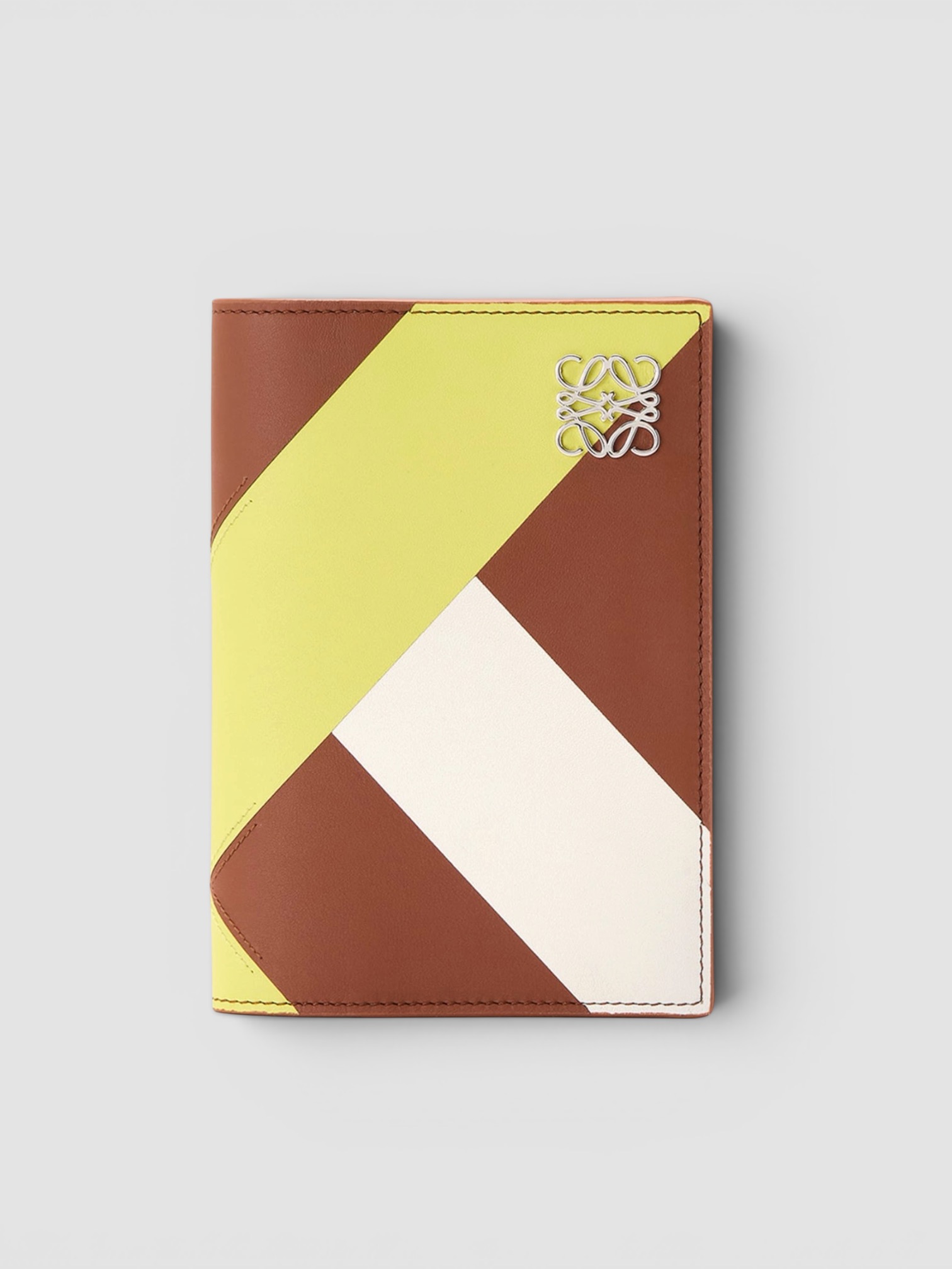 Loewe Anagram Colorblock Passport Cover in squirrel.