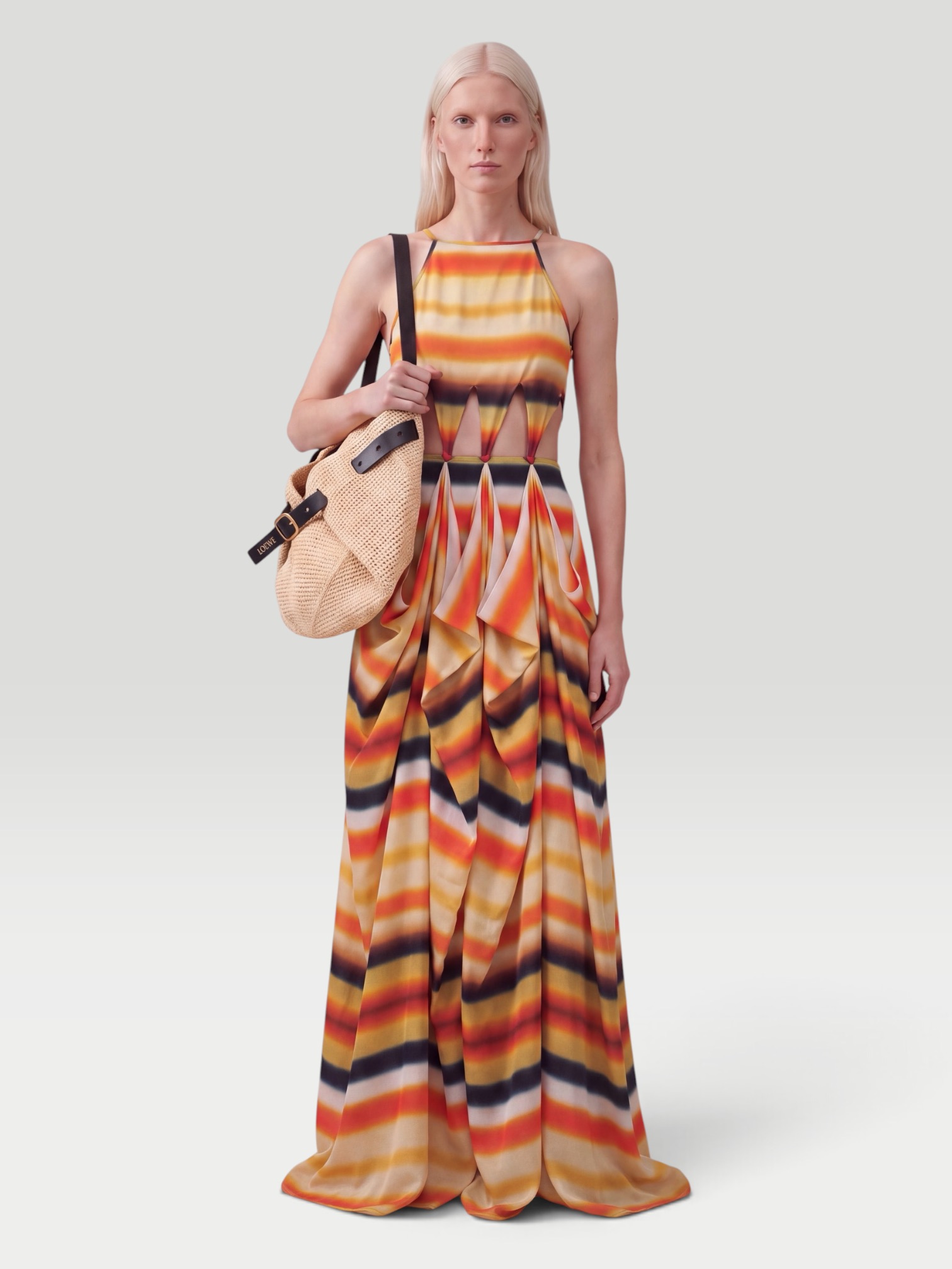 Loewe Paula's Ibiza Striped Silk Maxi Dress. Styled by Sharon Lombardo for FDV Concierge.