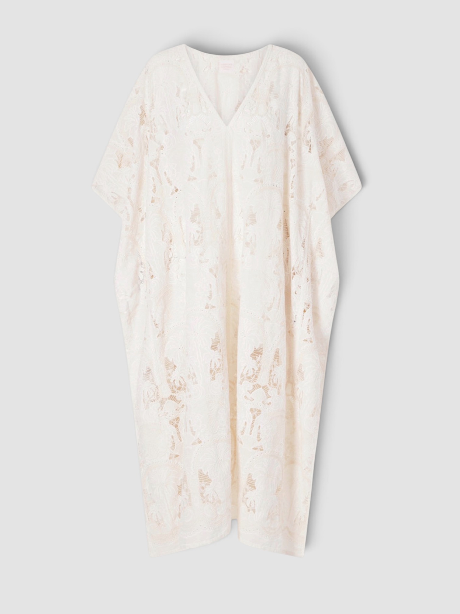 Loretta Caponi Atrani Embroidered Cotton-Blend Midi Dress in cream. Styled by Sharon Lombardo for FDV Concierge.
