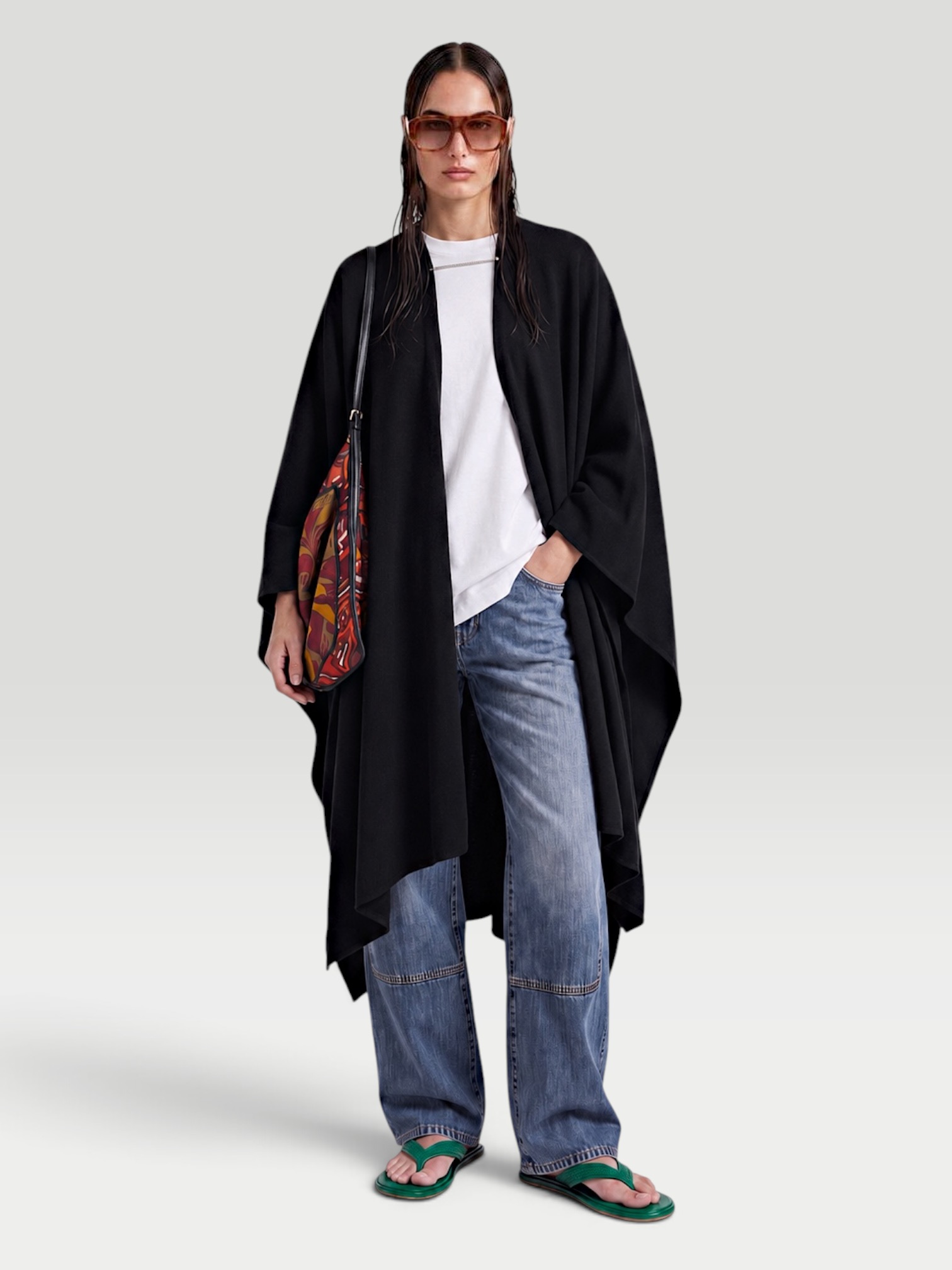 Loro Piana Maria Cashmere Wrap in black. Styled by Sharon Lombardo for FDV Concierge.