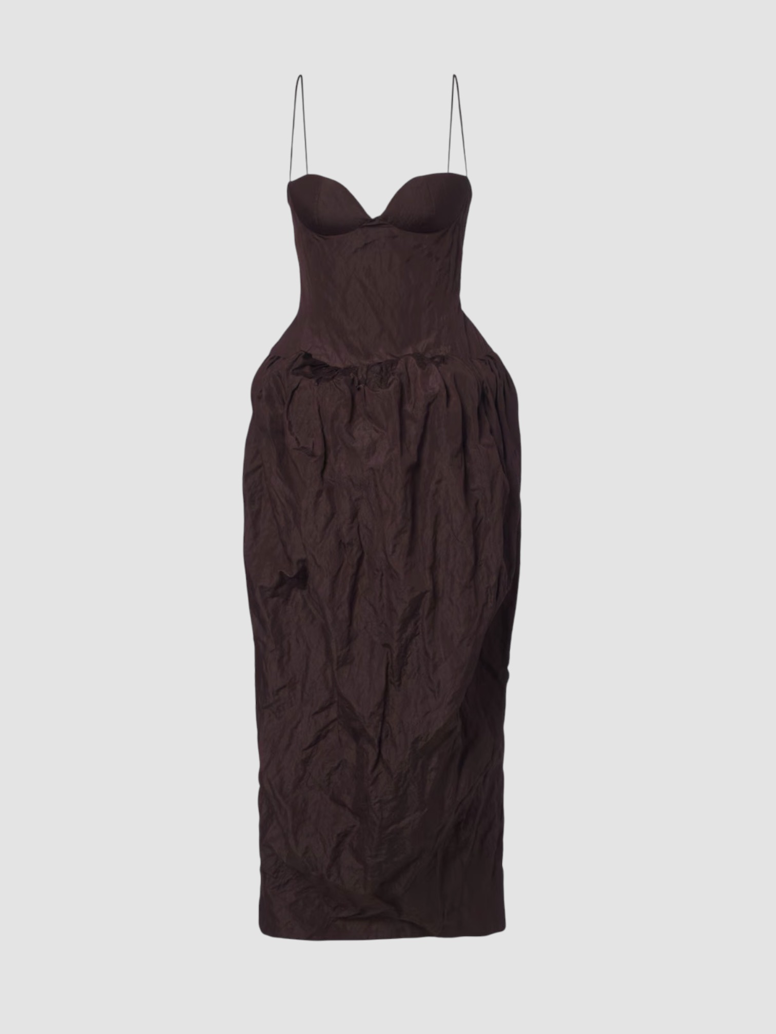Magda Butrym Gathered Cotton-Blend Bustier Dress in brown. Styled by Sharon Lombardo for FDV Concierge.