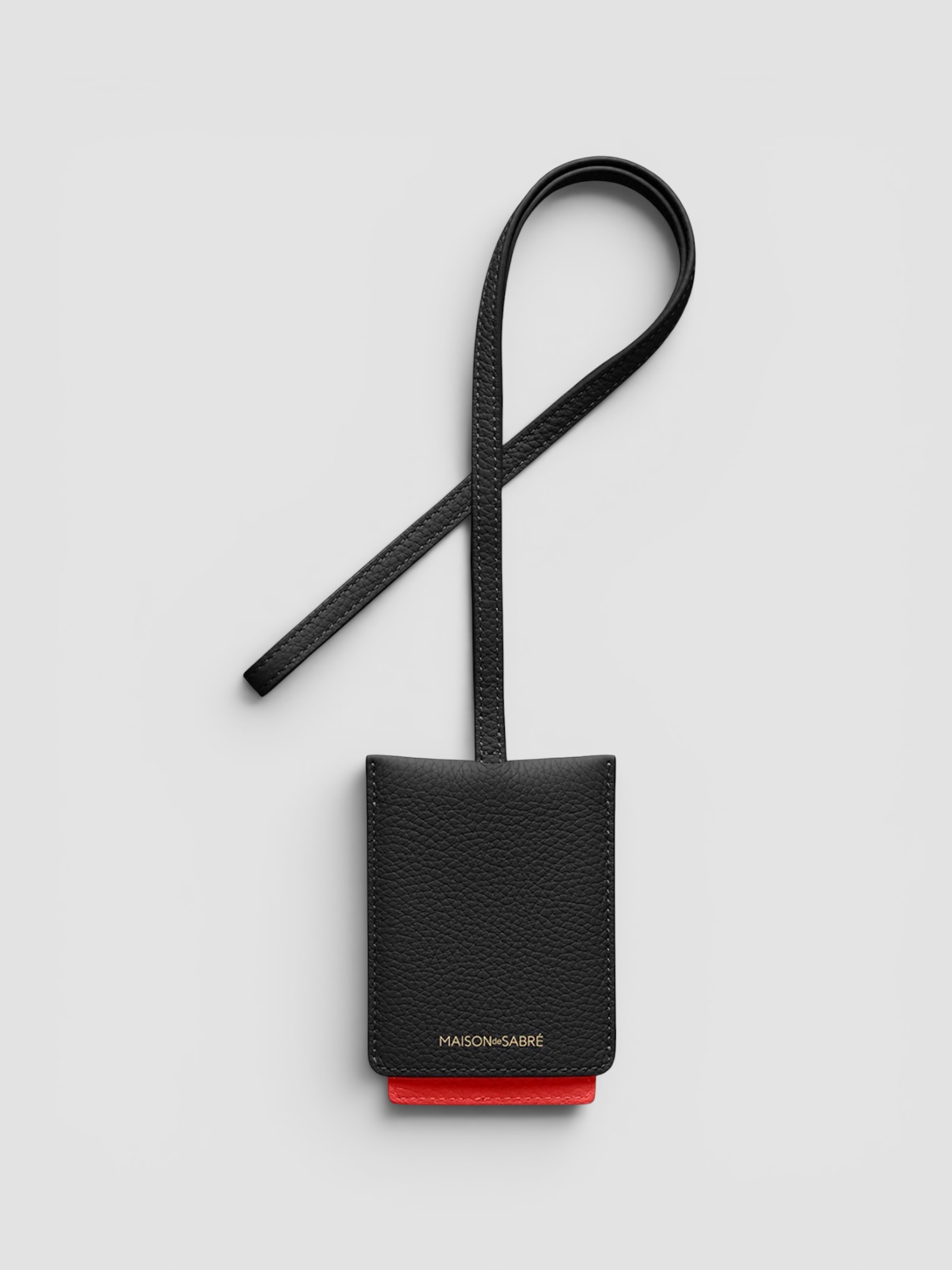 Maison de Sabré The Leather ID Lanyard Holder in black.