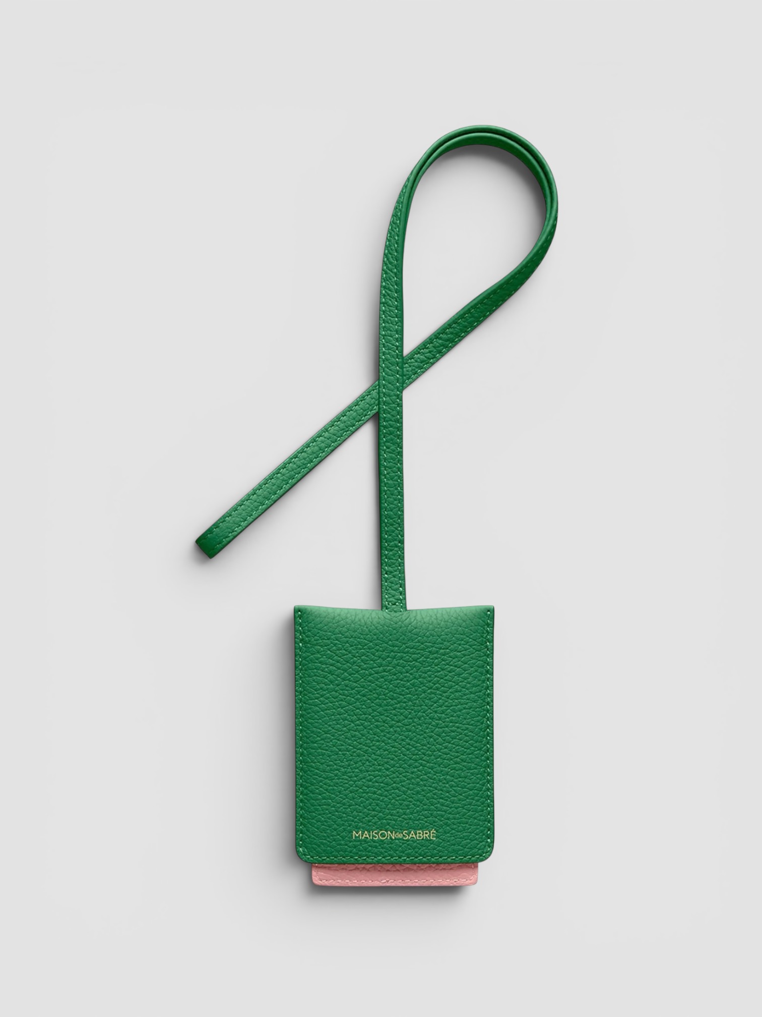 Maison de Sabré The Leather ID Lanyard Holder in emerald.